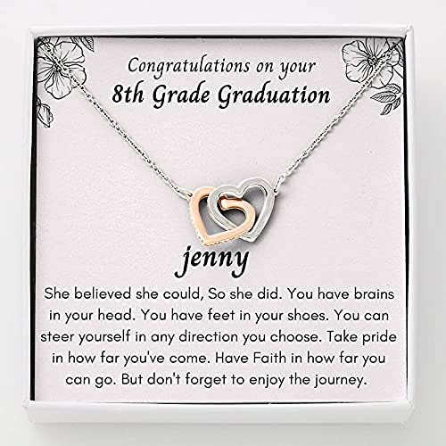 Personalized Infinity Bracelet Necklace Set with Message Card - Graduation Gift for Granddaughter, Birthday, Christmas, Valentine's Day, Mother's Day - Perfect for 8th Grade Graduation Celebrations & Special Occasions