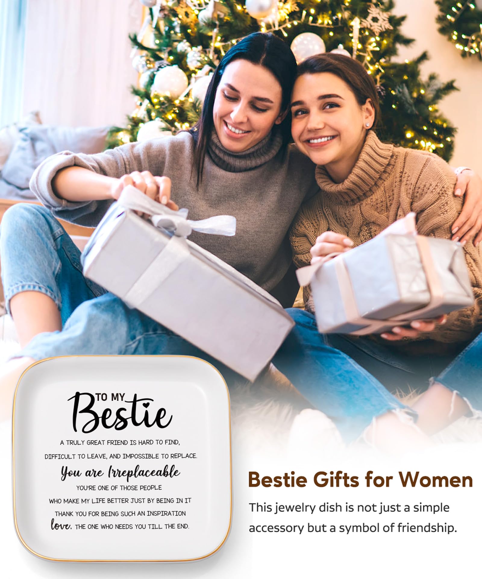 Best Friend Birthday Gifts - Elegant Jewelry Dish for Women | Thoughtful Friendship & Bestie Gifts | Valentine's Day Present for Her | Perfect for Jewelry Storage & Nightstand Decor