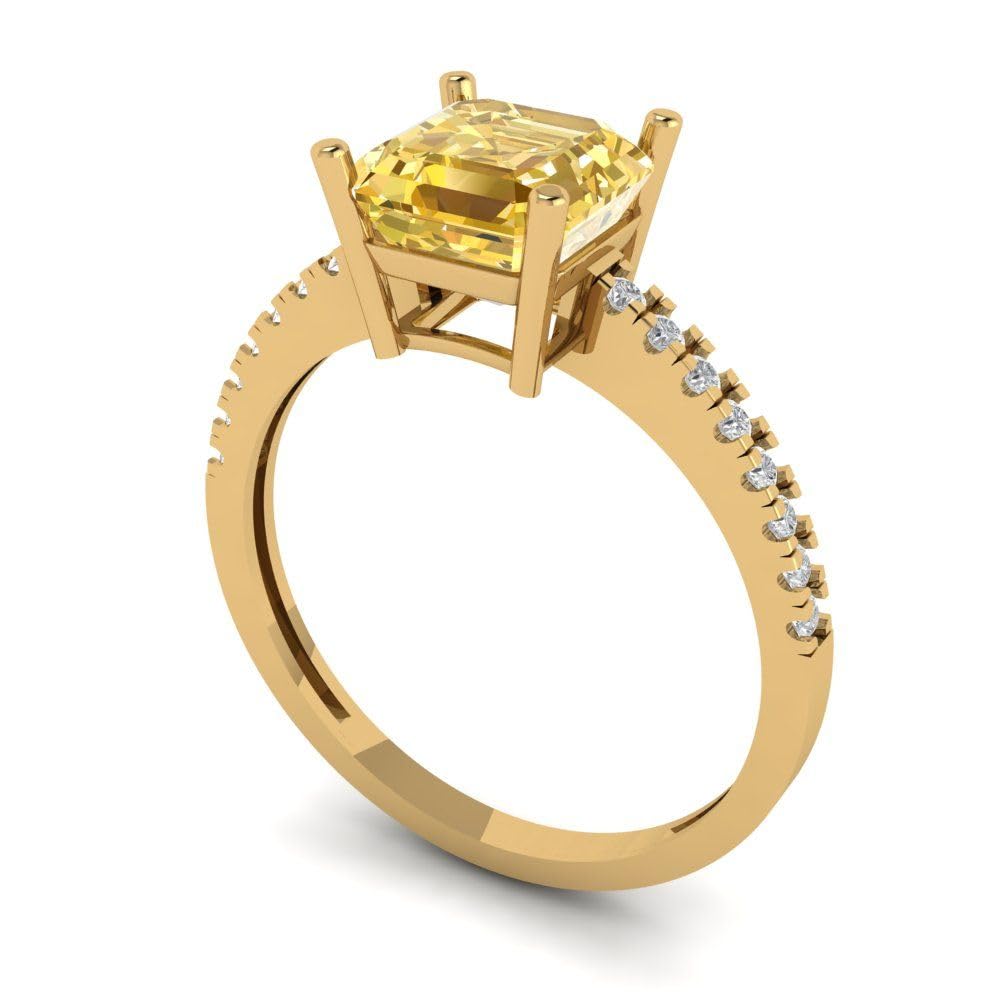 18K Gold Asscher Cut Citrine Wedding Ring - Elegant Bridal Jewelry for Special Occasions