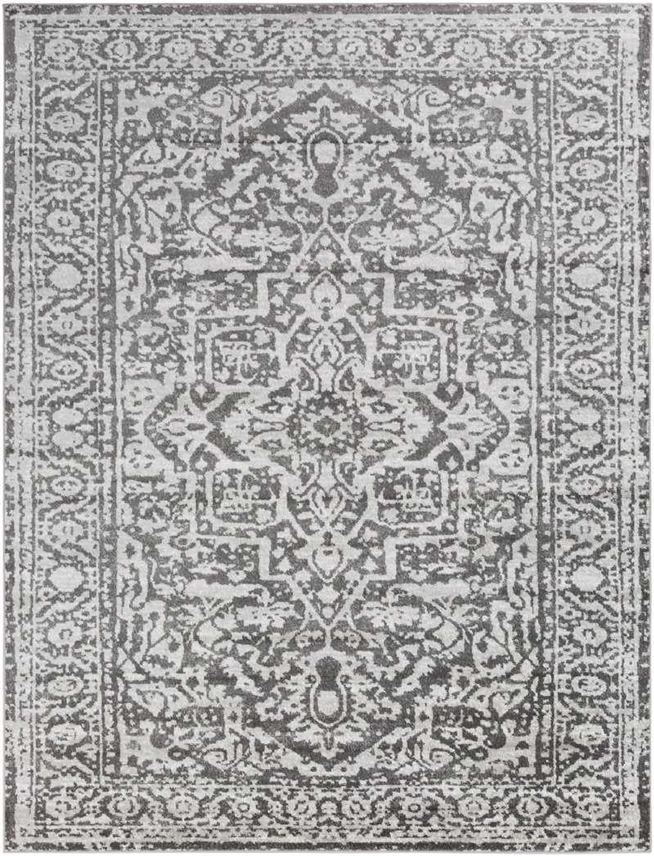 Mark&Day Emma Traditional 4x6 Charcoal Area Rug - Soft & Durable Carpet for Living Room, Bedroom, Kitchen in White Beige Black (3'11