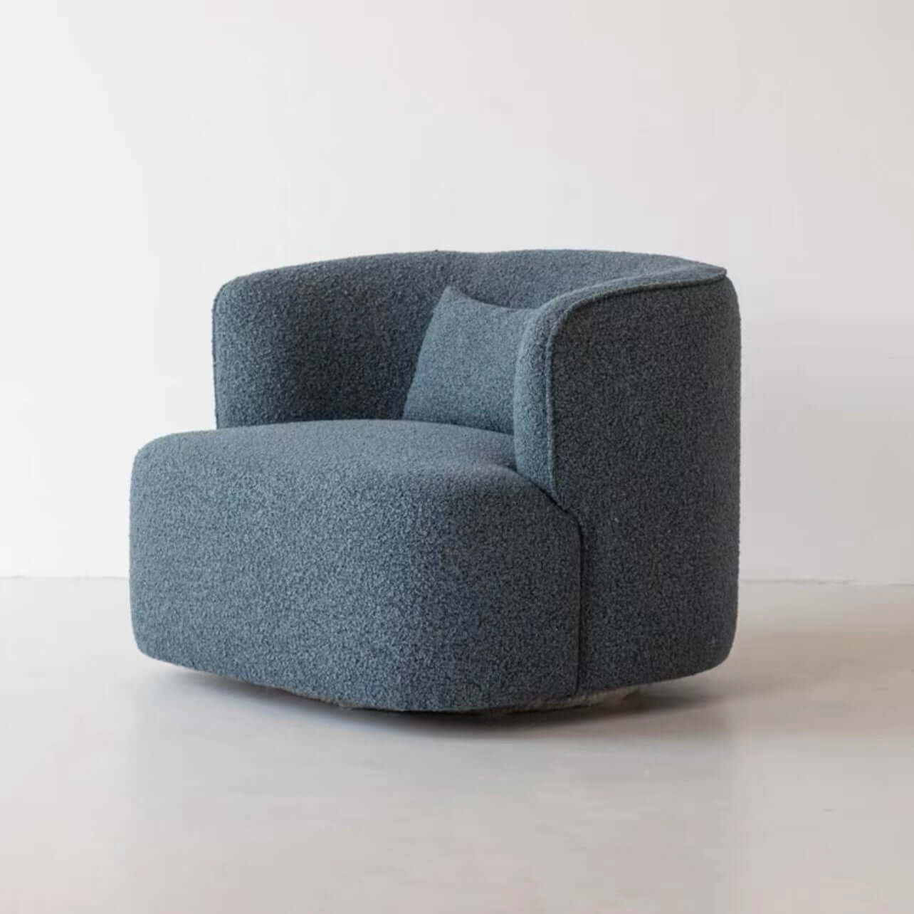White Gray Blue Boucle Sherpa Accent Chair - Nordic Modern Swivel Lounge Chair with Gwyneth Ivory Boucle Fabric - Perfect for Living Room, Bedroom or Office Reading Nook
