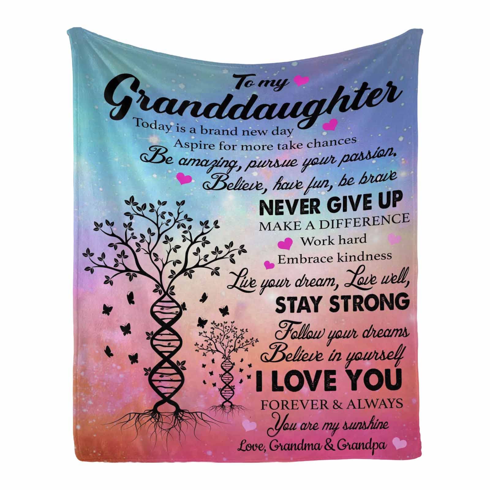 Personalized 'I Love You Forever' Fleece Blanket for Granddaughter - 60x80 Inches Soft Throw Blanket - Custom Gift from Grandma & Grandpa - Perfect for Couch, Bed & Family Movie Nights