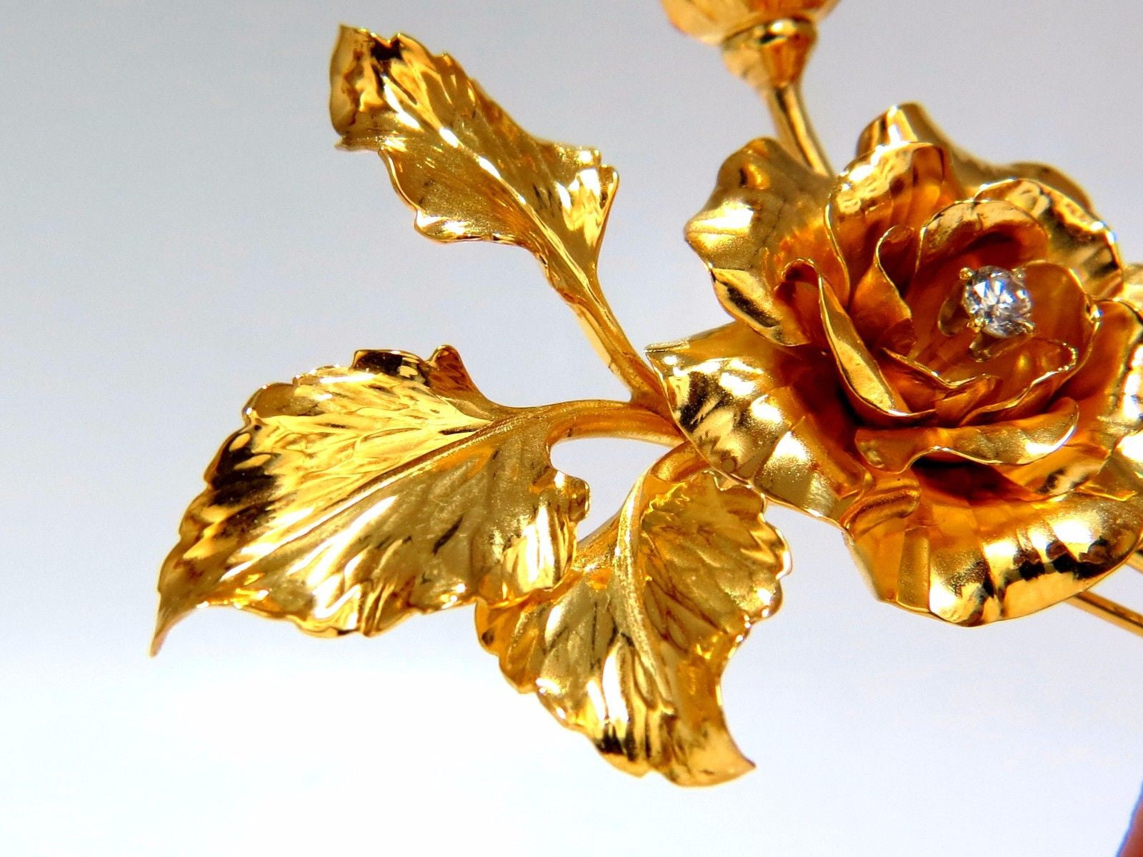 14K Gold Floral Still Life Rose Brooch Pin - Elegant Vintage Jewelry for Weddings, Parties & Special Occasions