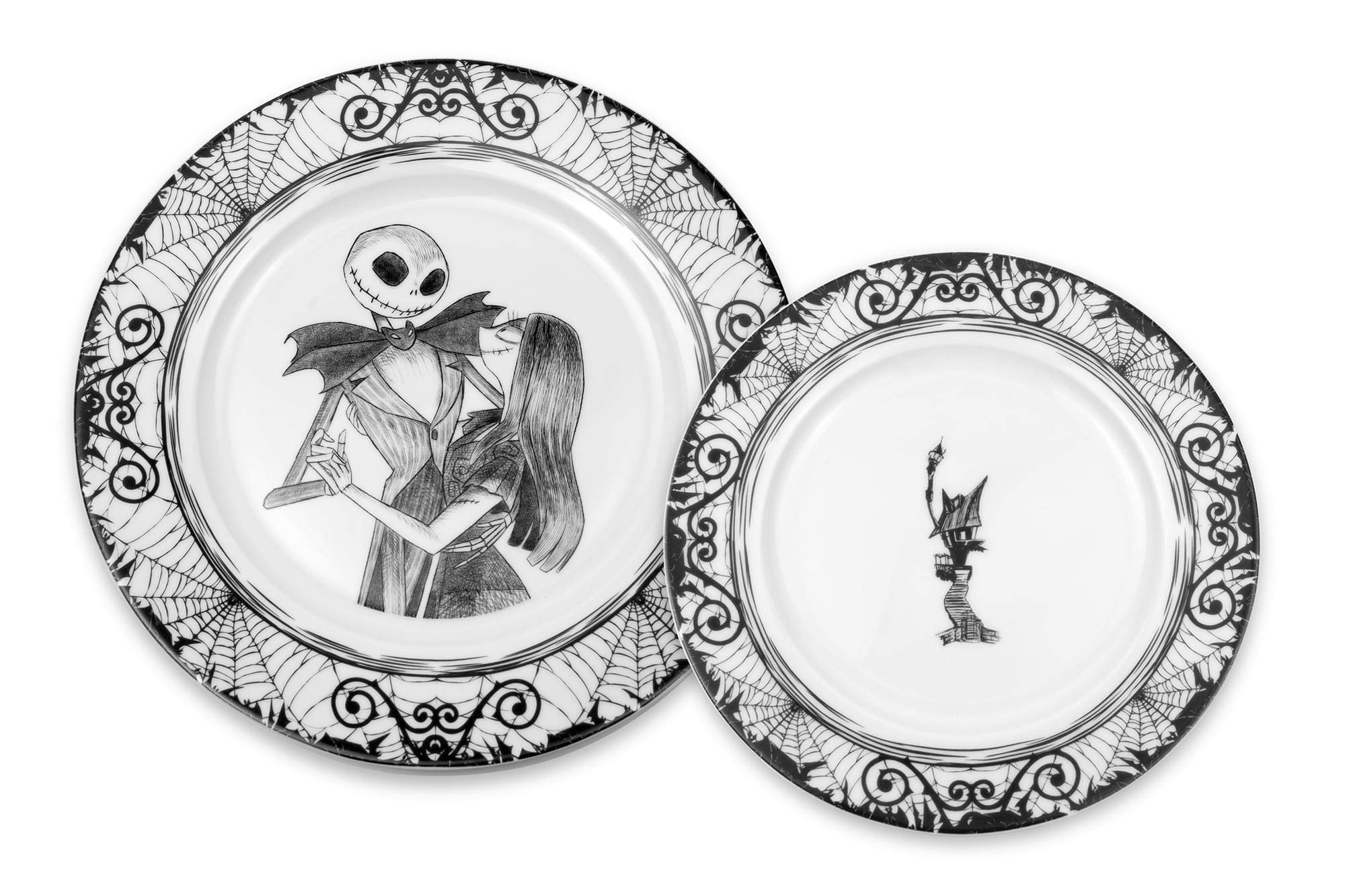 The Nightmare Before Christmas 16-Piece Dinnerware Set | Ceramic Plate & Bowl Set for Halloween & Christmas Dinner Parties | Perfect for Holiday Entertaining & Themed Decor