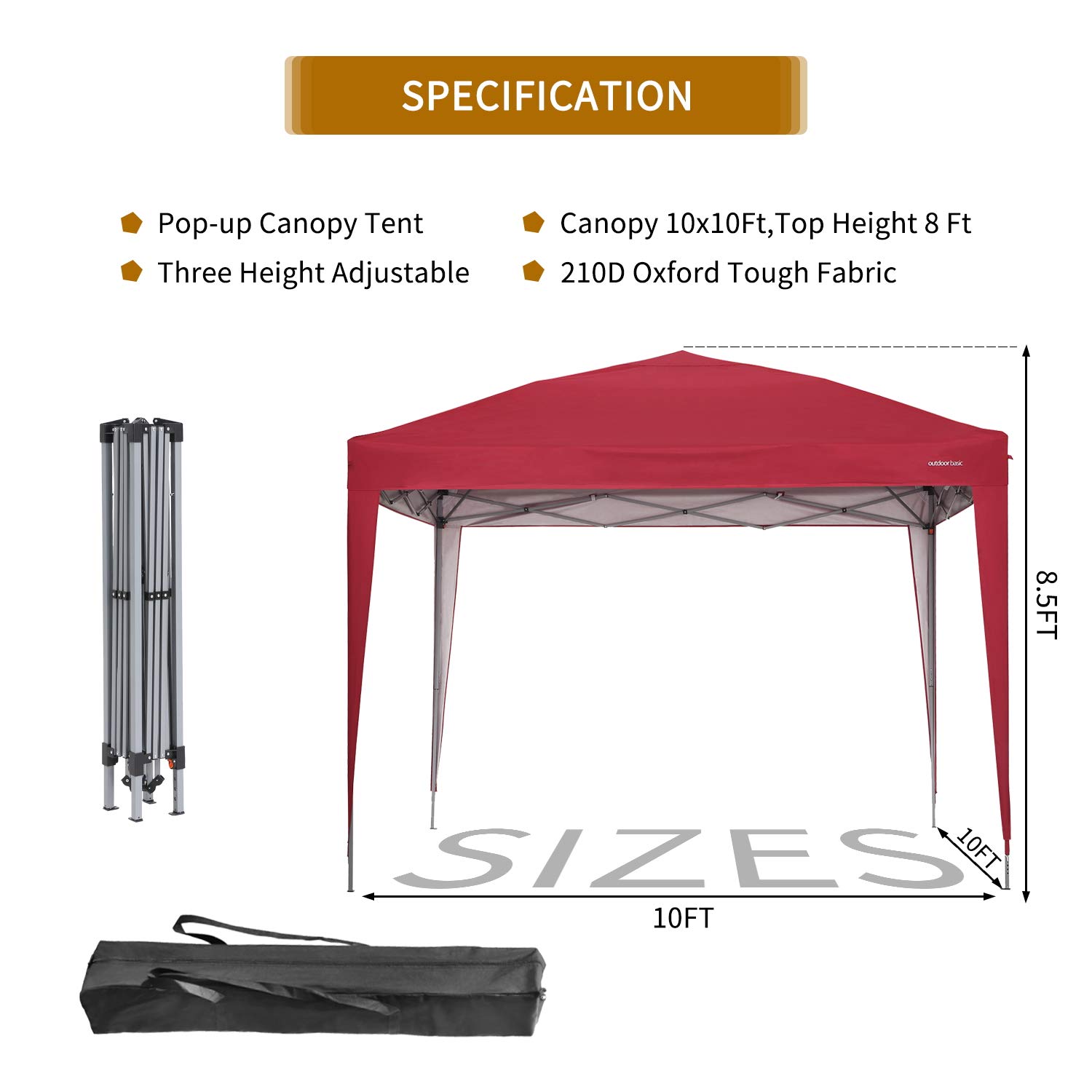 10x10 Outdoor Pop Up Canopy Tent - Commercial Instant Gazebo with 4 Removable Sidewalls - Waterproof & UV Protection - Perfect for Weddings, Parties, Camping & Backyard Events (Red)