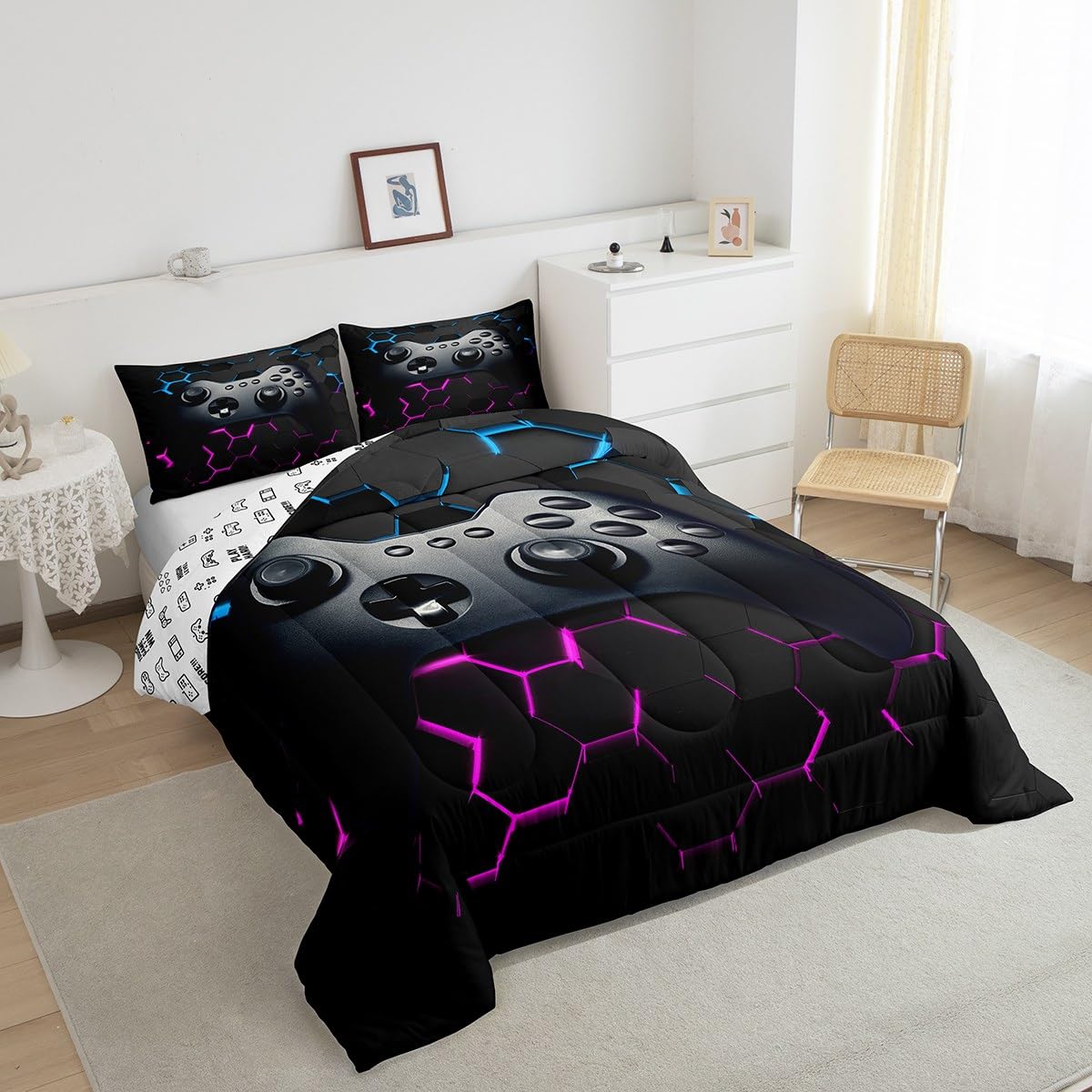 Erosebridal Boys Twin Bedding Sets - Gaming Themed Comforter Set for Kids & Toddlers, Black - Perfect for Bedrooms, Sleepovers & Gaming Rooms