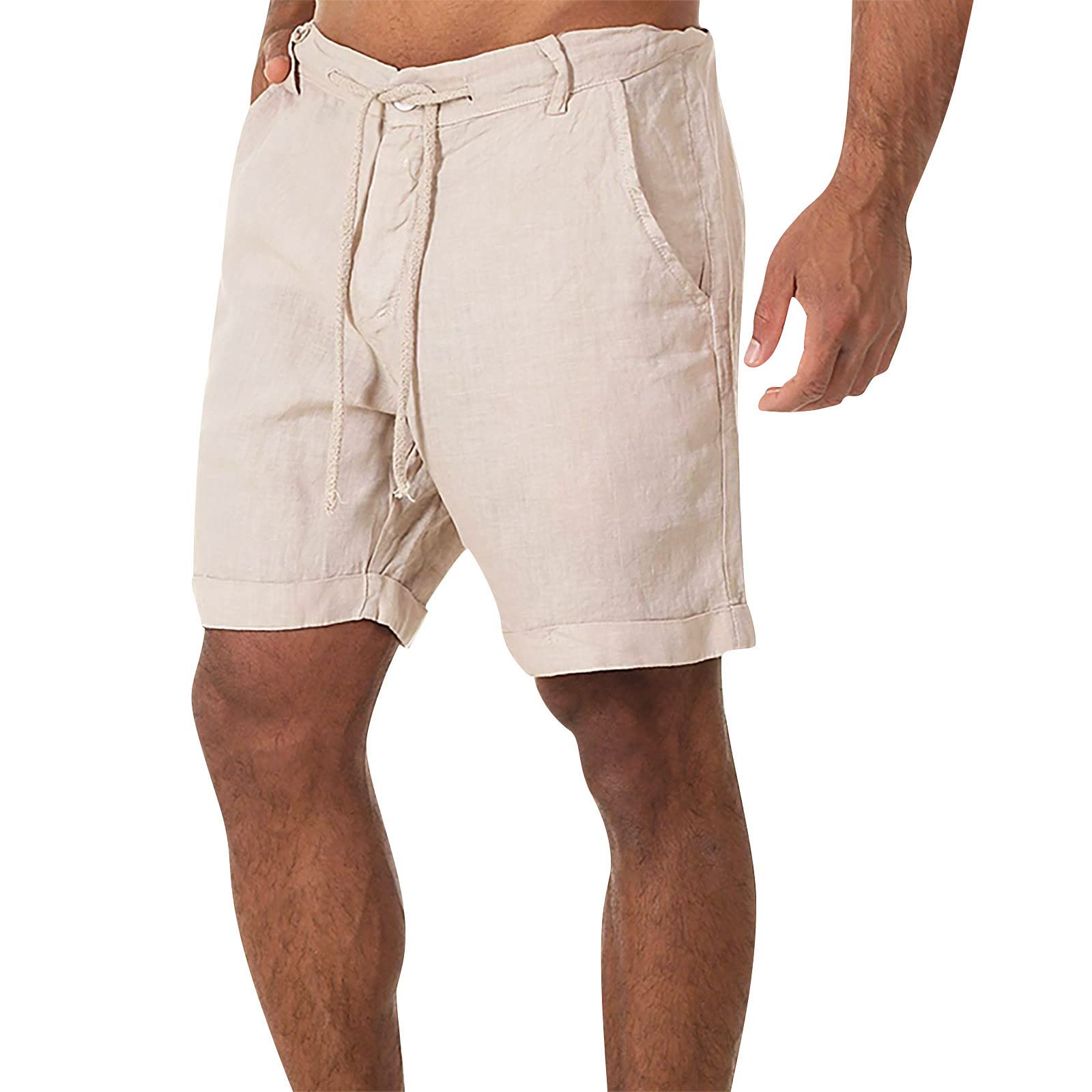 Ymosrh Men's Linen Casual Shorts - Classic Fit Breathable Summer Shorts with Pockets | Perfect for Workout, Travel & Beach Vacation