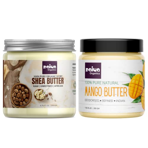 Organic Shea & Mango Butter for Hair & Skin Care - 200g Jar for DIY Beauty