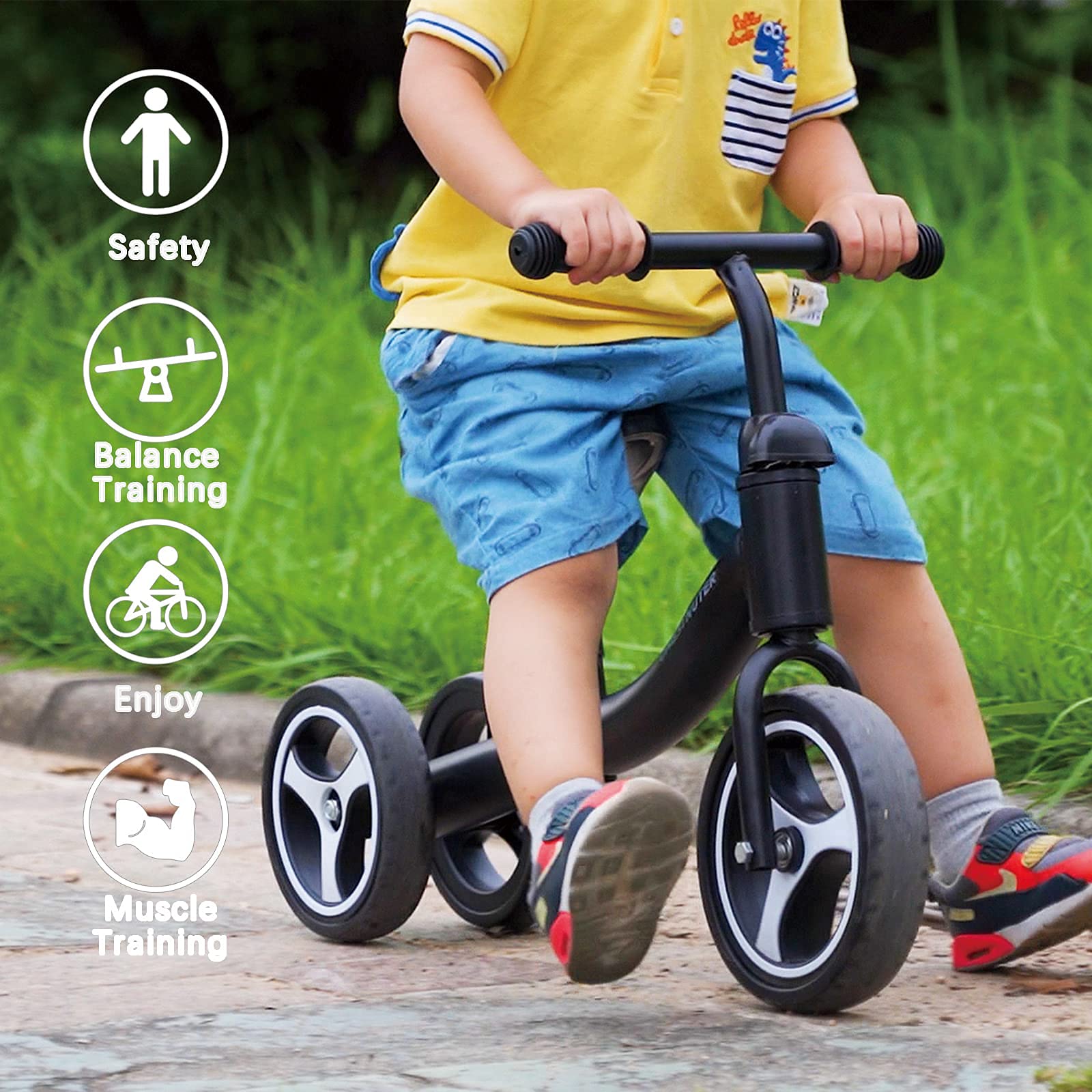 **Best Baby Balance Bike for 1-3 Year Olds | Sturdy 3-Wheel Toddler Bicycle | Perfect Gift for Boys & Girls 12-36 Months | Indoor & Outdoor Riding Toy (Black) – Ideal for Learning Balance & Outdoor Play**
