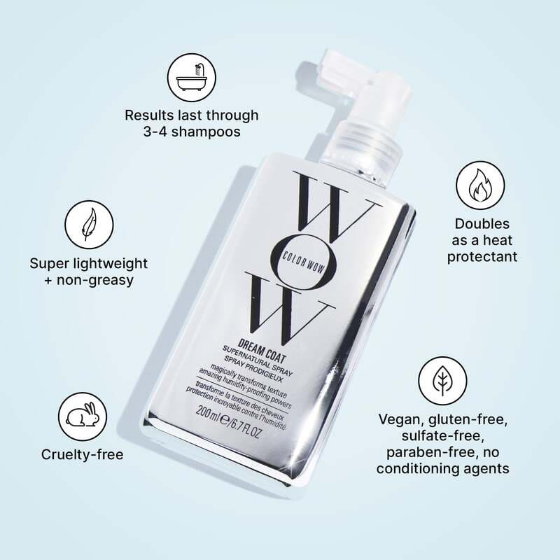 Color Wow Dream Coat Supernatural Anti-Frizz Spray - Hair Smoothing & Shine Treatment for Frizzy, Curly & Damaged Hair - Perfect for Daily Styling & Humidity Protection