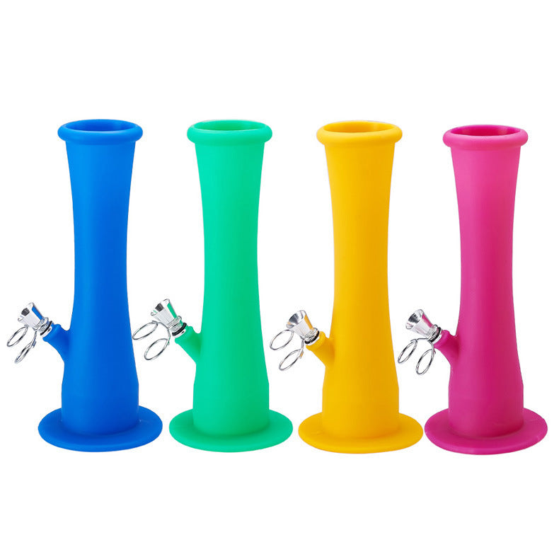 Premium Silicone Pipe with Metal Bowl - Durable & Colorful Tobacco Pipe for Smoking Herbs & Spoons | Perfect for Travel, Camping & Outdoor Use