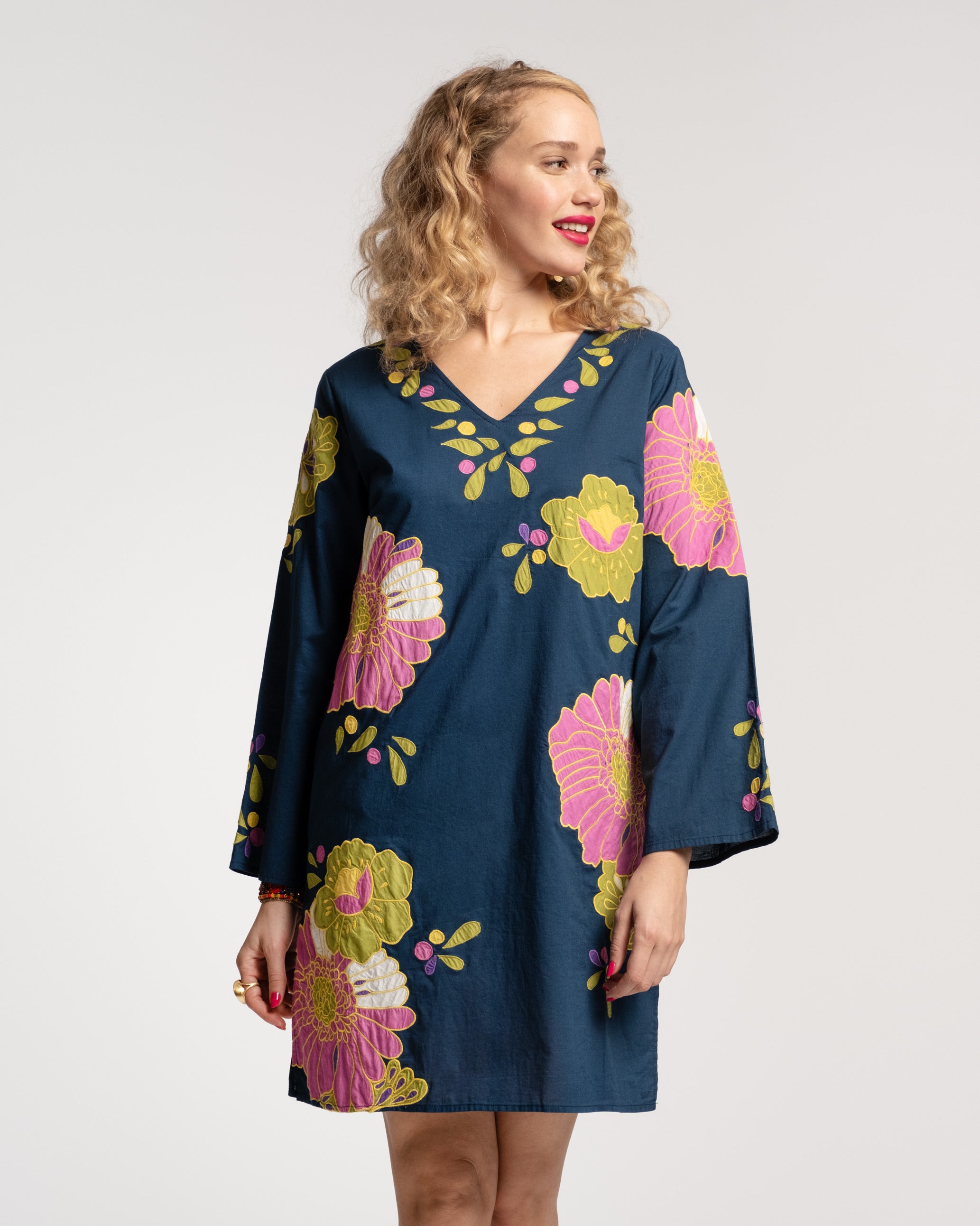 Goldie Tunic African Daisy Print Women's Blouse - Floral Boho Chic Top for Casual Wear, Beach Outfits & Summer Fashion