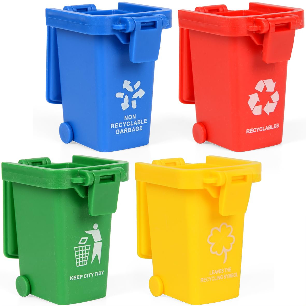 Mini Trash Can Toy Set for Kids - 2 Inch Garbage Truck Accessories, Curbside Vehicle Bins for Toddlers | Pretend Play, Educational Toys, Recycling Learning