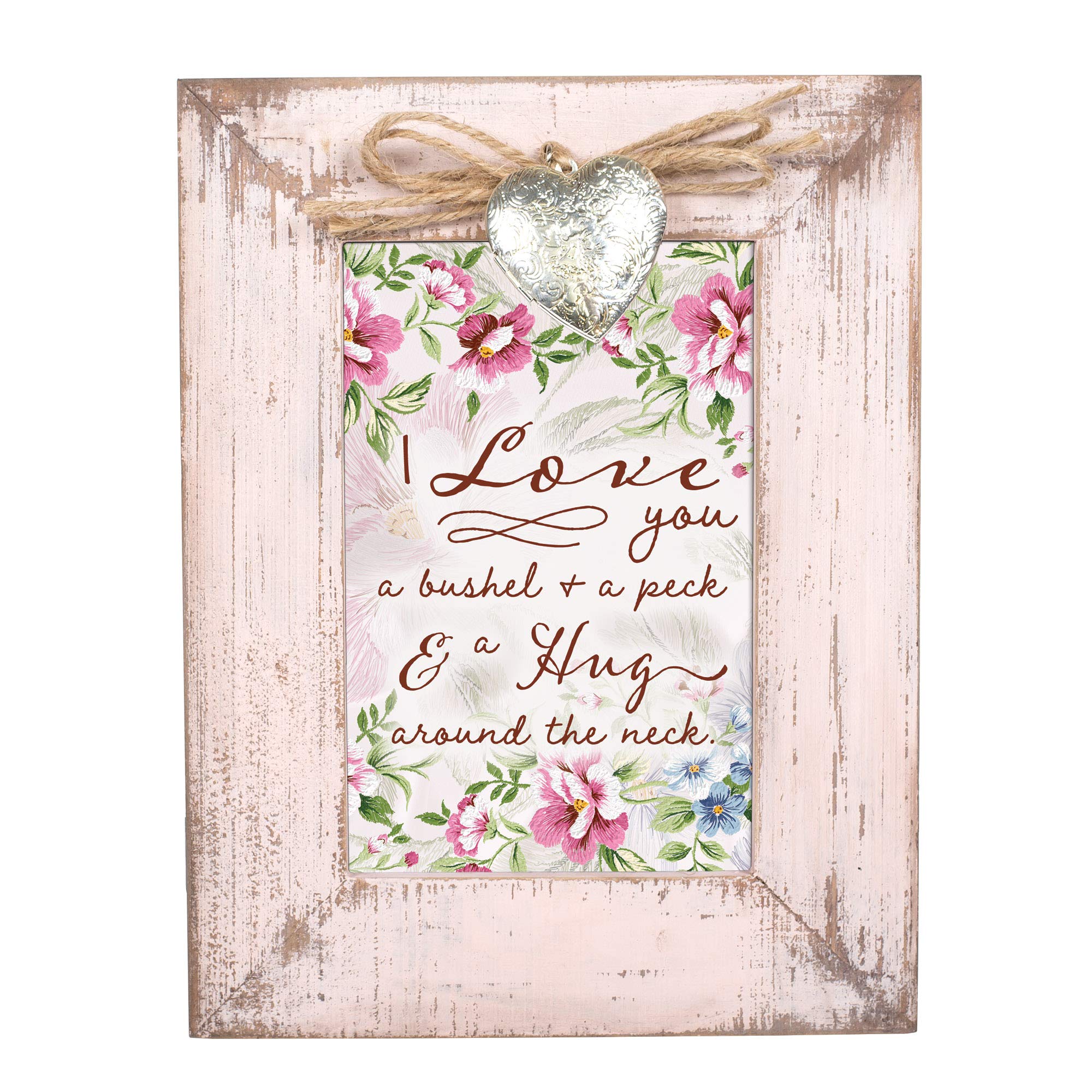 Vintage Cottage Garden 'A Bushel & A Peck' Blush Pink Locket Picture Frame with Easel Back - Perfect for Weddings, Anniversaries & Mother's Day Gifts