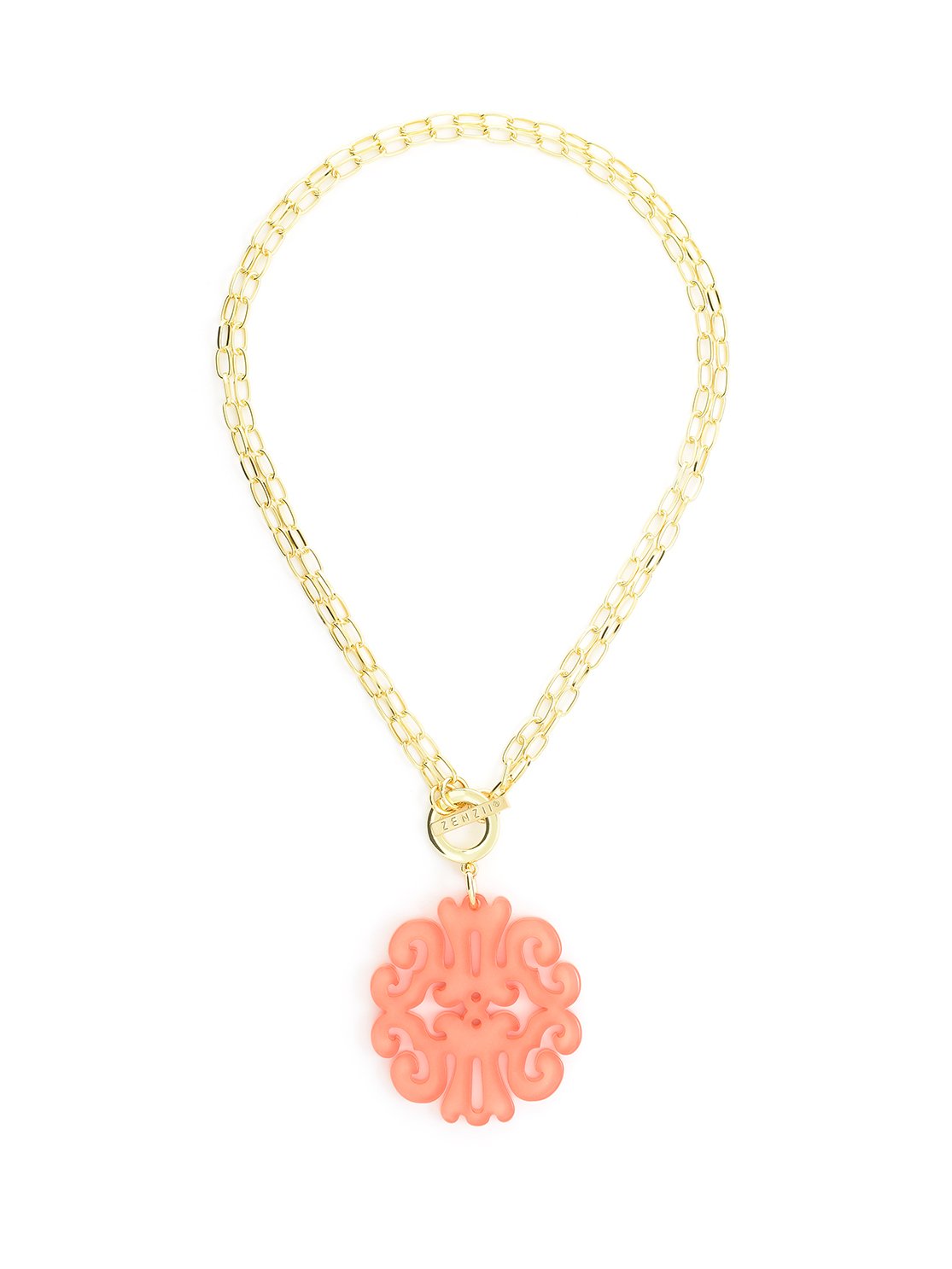 ZENZII Elegant Scroll Acrylic Resin Pendant Necklace with Adjustable Toggle Chain - Perfect for Women's Fashion, Gift Giving & Special Occasions