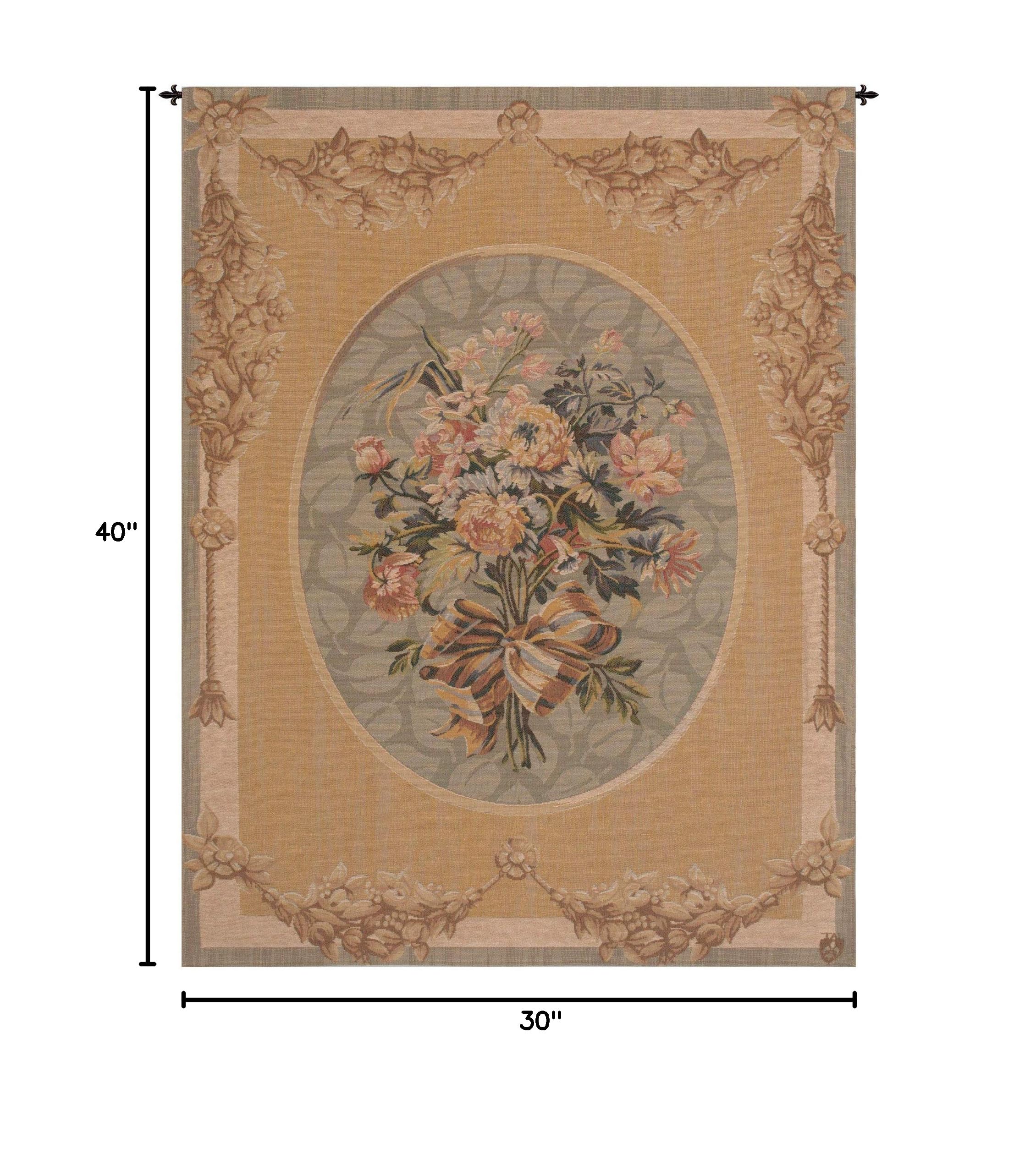 Charlotte Home Furnishings French Tapestry Wall Hanging 40x30 Inch - Petit Bouquet Floral Design, Viscose Cotton Polyester Blend, Woven in France - Elegant Wall Art for Living Room, Bedroom, Dining Room Decor