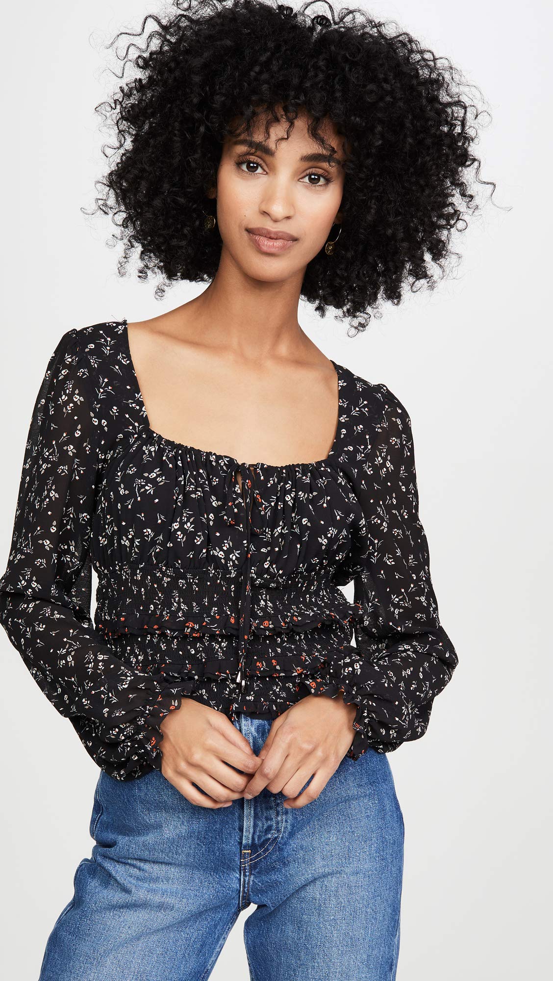Free People Women's Printed Lolita Top - Floral Boho Blouse for Casual Wear & Summer Outfits