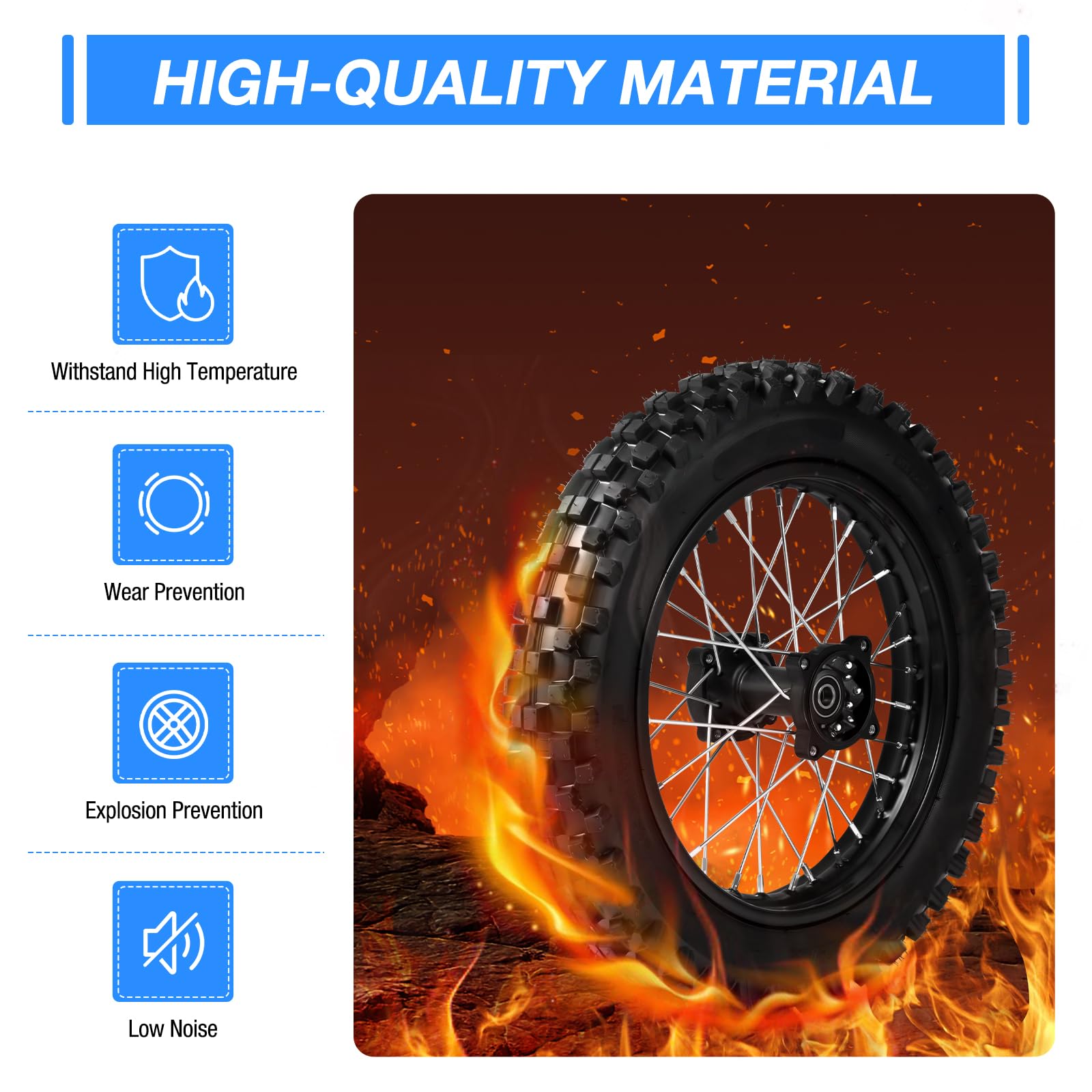 90/100-14 Rear Wheel Tire & Rim Inner Tube with 15mm Bearing Assembly for Dirt Bike, Pit Bike, Monkey Bike (125/140/150/160CC) - Perfect for Off-Road Adventures & Trail Riding