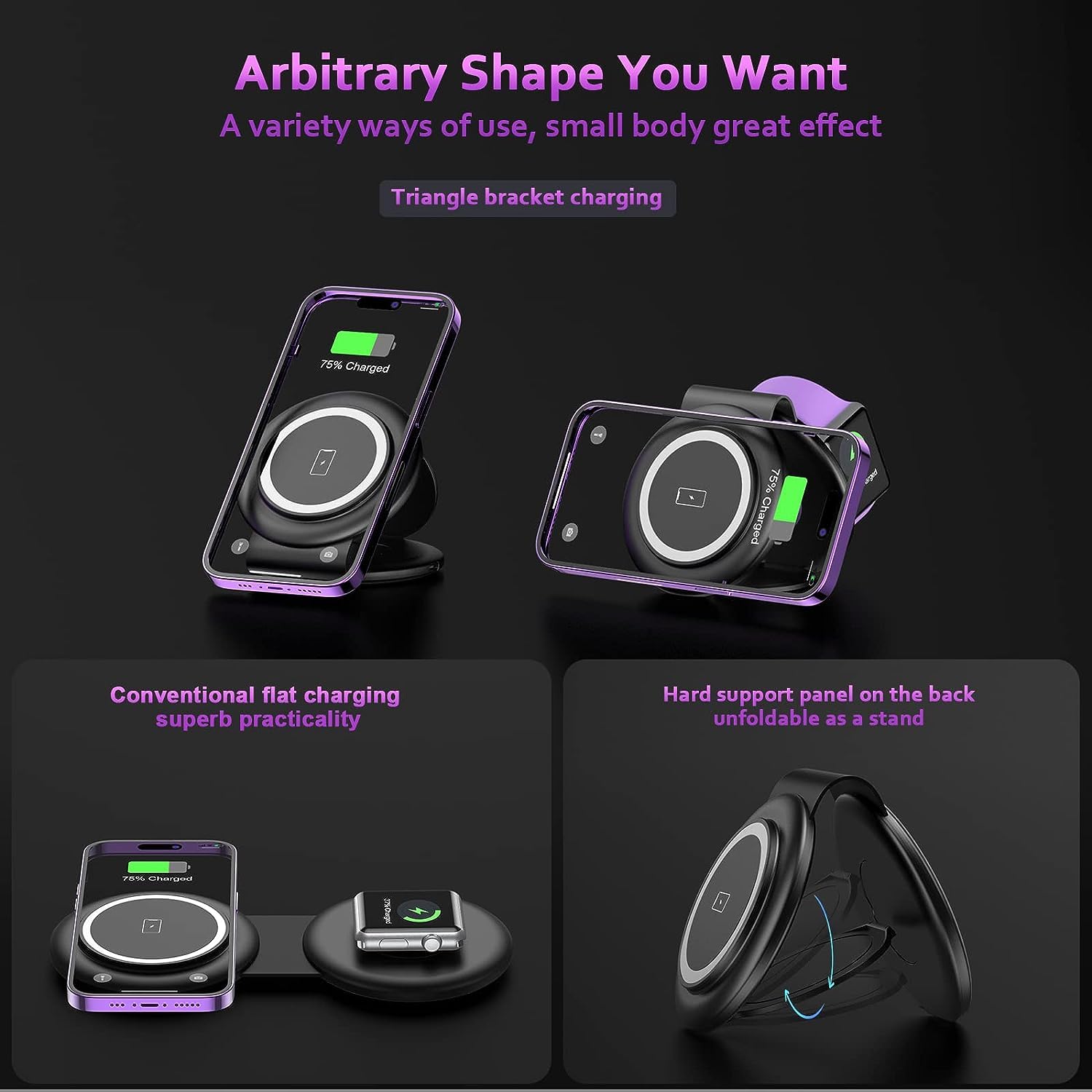 UCOMX Nano Mini Magnetic 2-in-1 Wireless Charger | Foldable Travel Charging Station for iPhone 12/13/14/15/16 Pro Max, AirPods Pro, iWatch Ultra | Fast Wireless Charger for Multiple Devices | Perfect for Home, Office & Travel Use