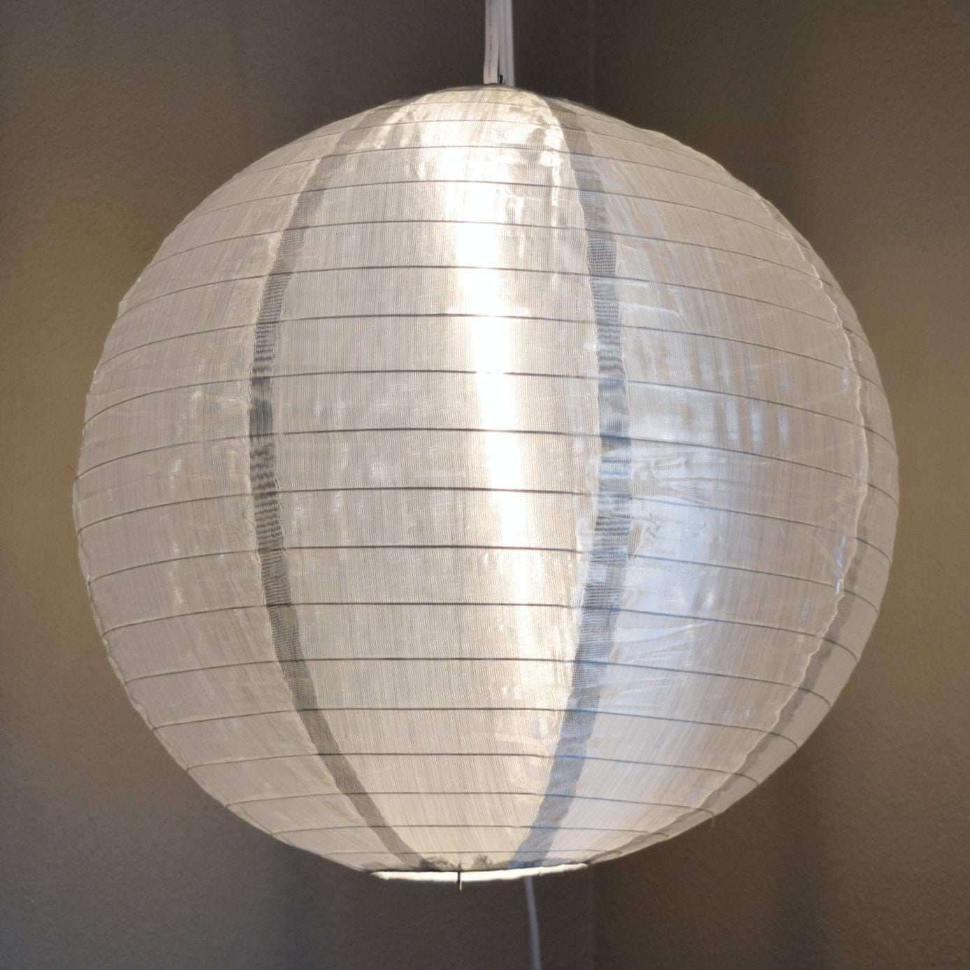 18 Inch Silver Shimmering Nylon Lantern with Even Ribbing - Durable Hanging Decoration for Outdoor Parties, Weddings & Home Decor