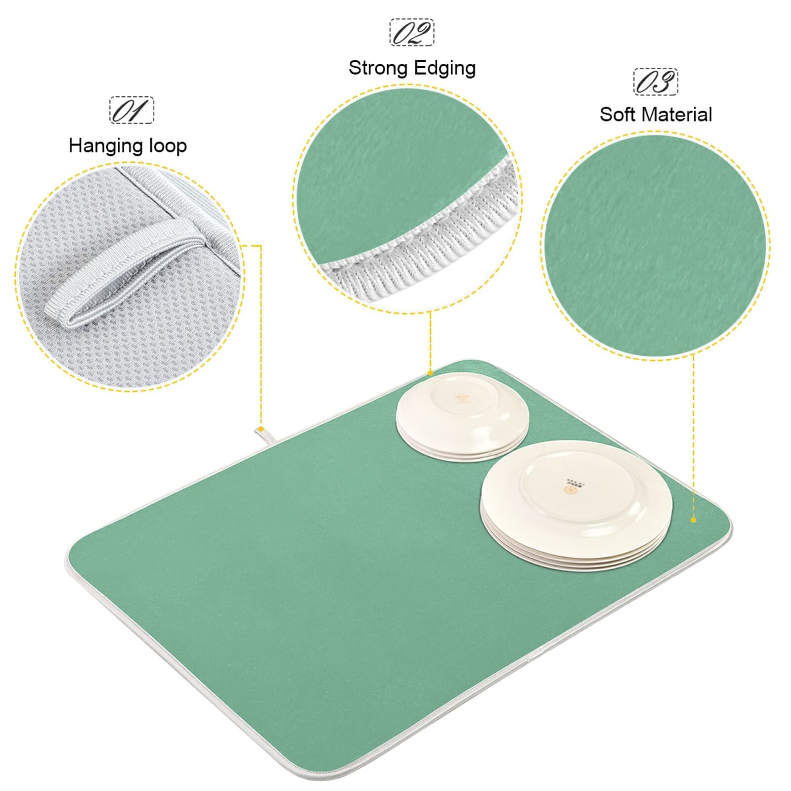 Extra Large Sage Green Microfiber Dish Drying Mat - 18x24 Inch Heat-Resistant Kitchen Counter Decor | Perfect for Drying Dishes, Utensils & Cookware - Ideal for Kitchens, RVs & Small Spaces