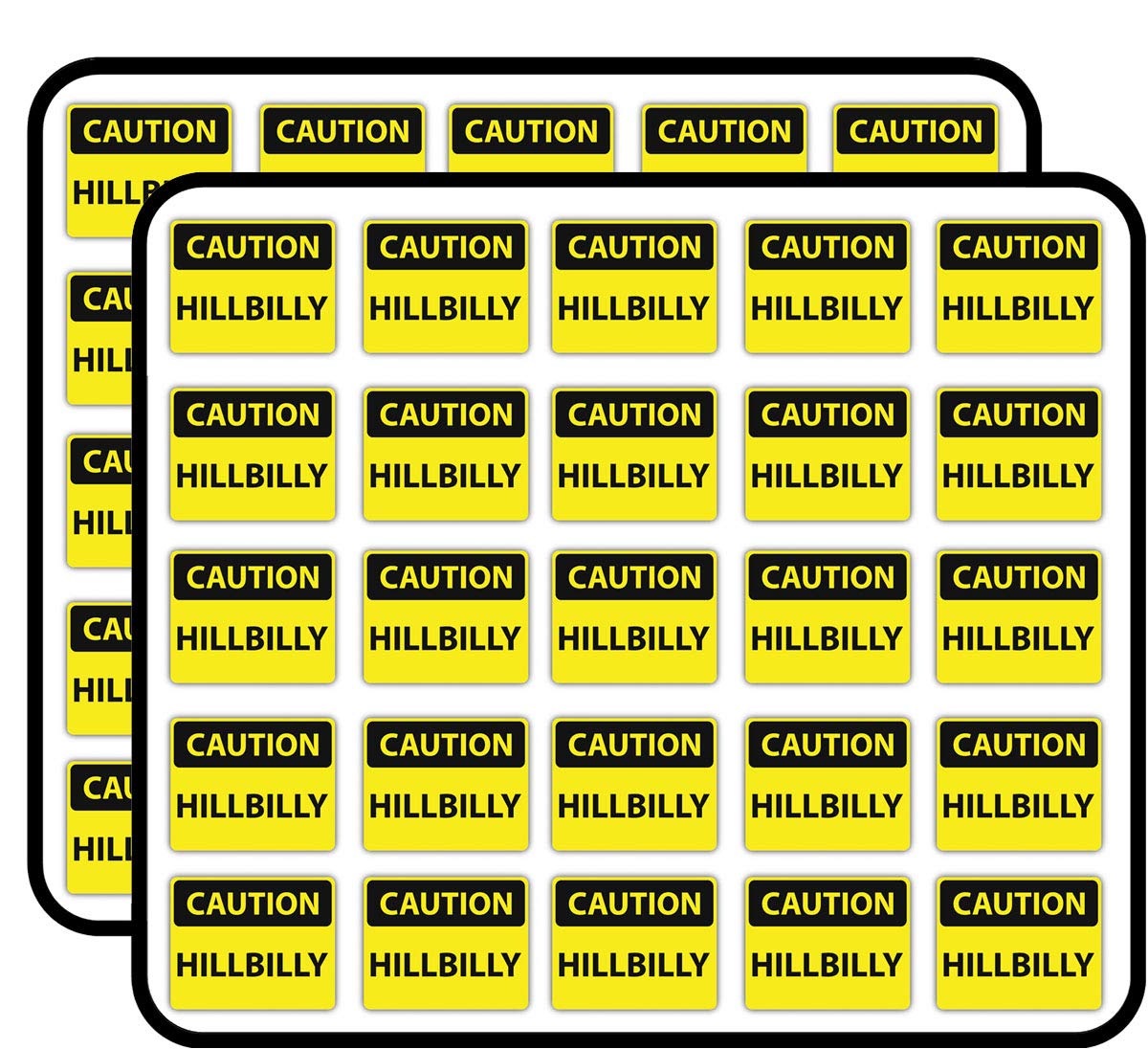 50 Pack Caution Hillbilly Sign Warning Stickers - Perfect for Scrapbooking, DIY Crafts, Bullet Journals, Calendars & Kids Art Projects - Great for Home Decor, School Projects and Creative Gift Wrapping