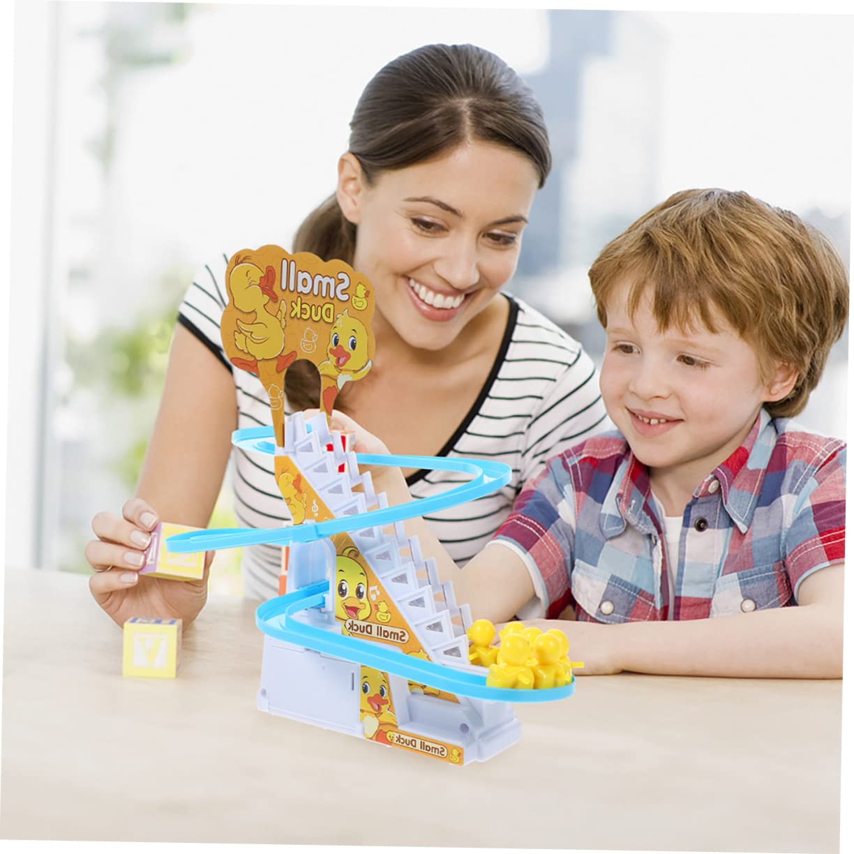 FAVOMOTO 4-Pack Stair Climbing Toy Cars with Tracks - Fun Bath & Slide Toys for Toddlers - Perfect for Bathtime Play, Stair Adventures & Early Learning Development