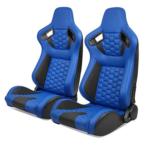 Blue & Black PU+Carbon Leather+Hexagonal Quilting