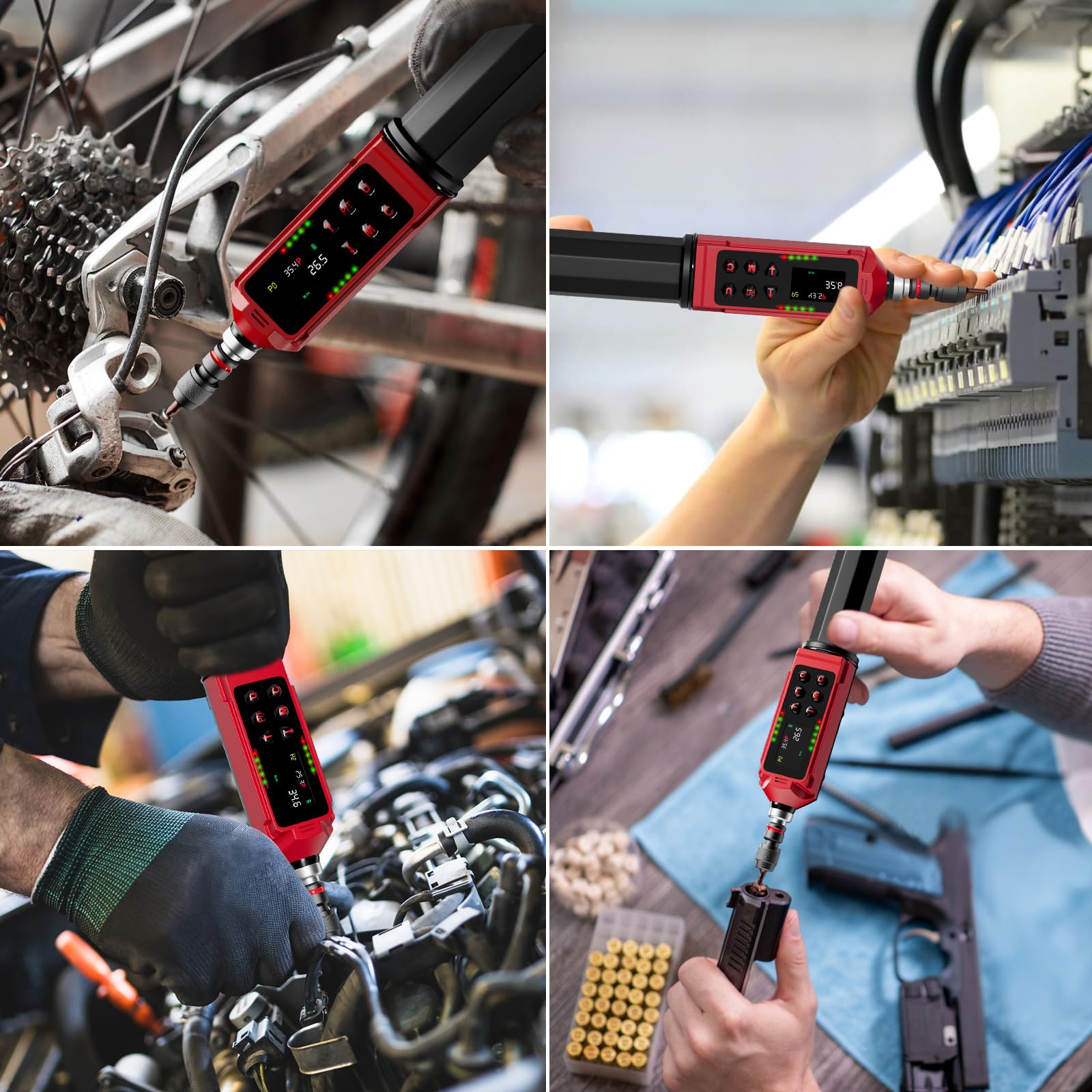 Digital Torque Screwdriver 0.8-53.1in-lbs (0.09-6Nm) - Electronic Adjustable Torque Wrench with ±1% Accuracy, Vibration Alert, Buzzer & LED Display - Perfect for Bike Repair, Automotive Maintenance & Precision Assembly Work