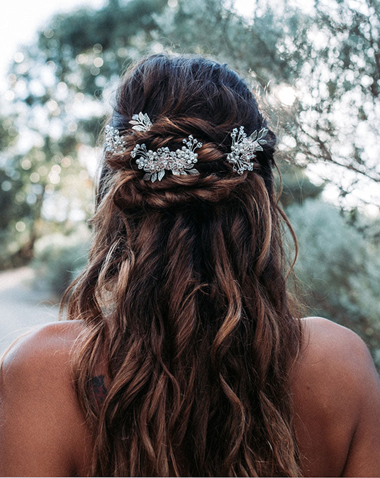 Elegant Blush Floral Hair Pins for Brides [Set of 5] - Jessica by Kezani Wedding Hair Accessories | Perfect for Bridal Shower, Bachelorette Party & Romantic Updos
