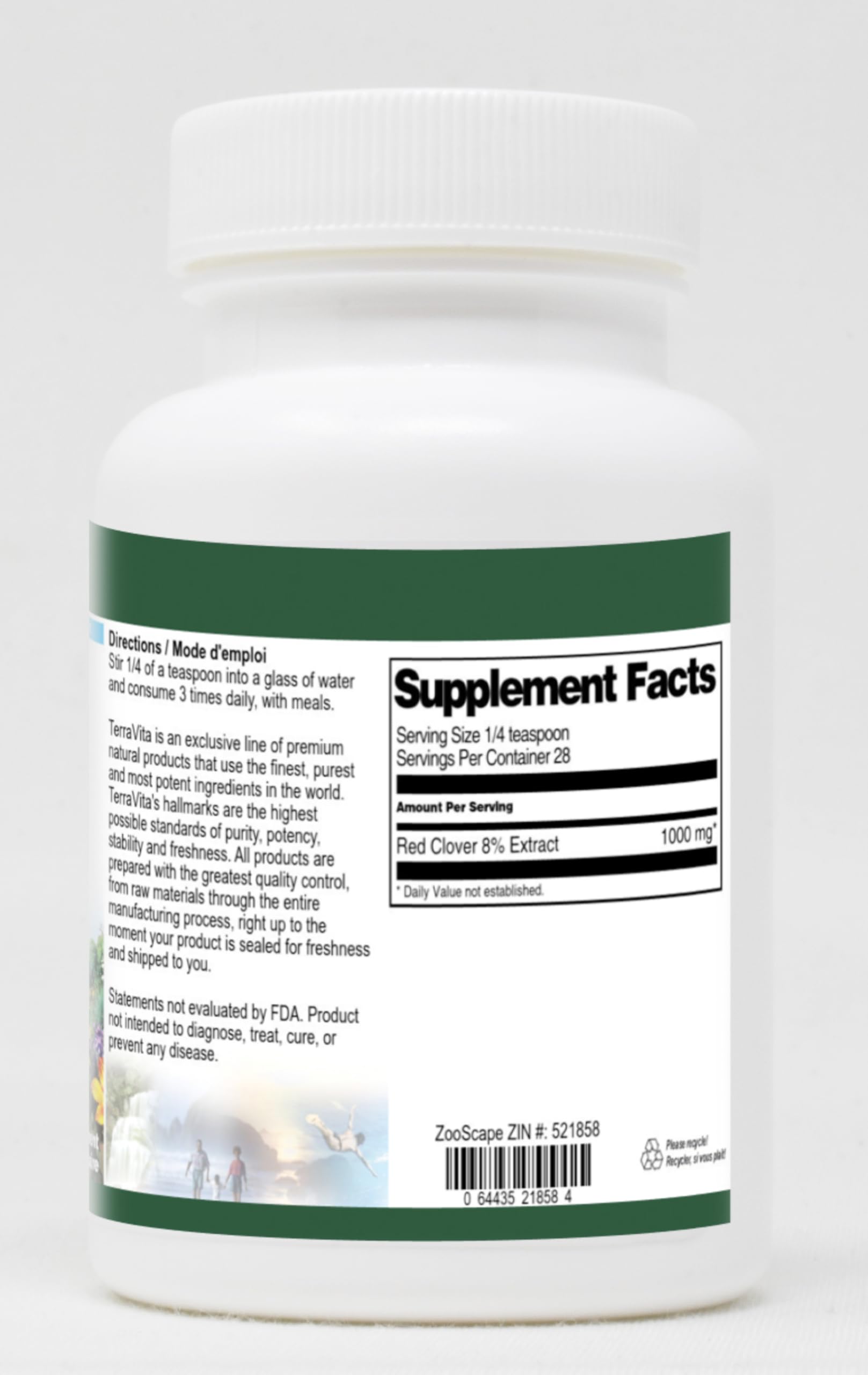 Terravita Red Clover 8% Powder (1 oz) for Women's Hormonal Balance & Detox | Herbal Supplement for Tea, Smoothies & Wellness Routines | ZIN: 521858