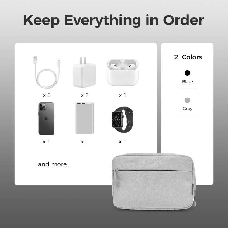 Electronic Organizer Bag - Travel Cable Organizer for Cables, Chargers, Phones & USB Cords - Compact Cord Storage Pouch with SD Card Slots (Black) - Perfect for Travel, Office & Home Organization