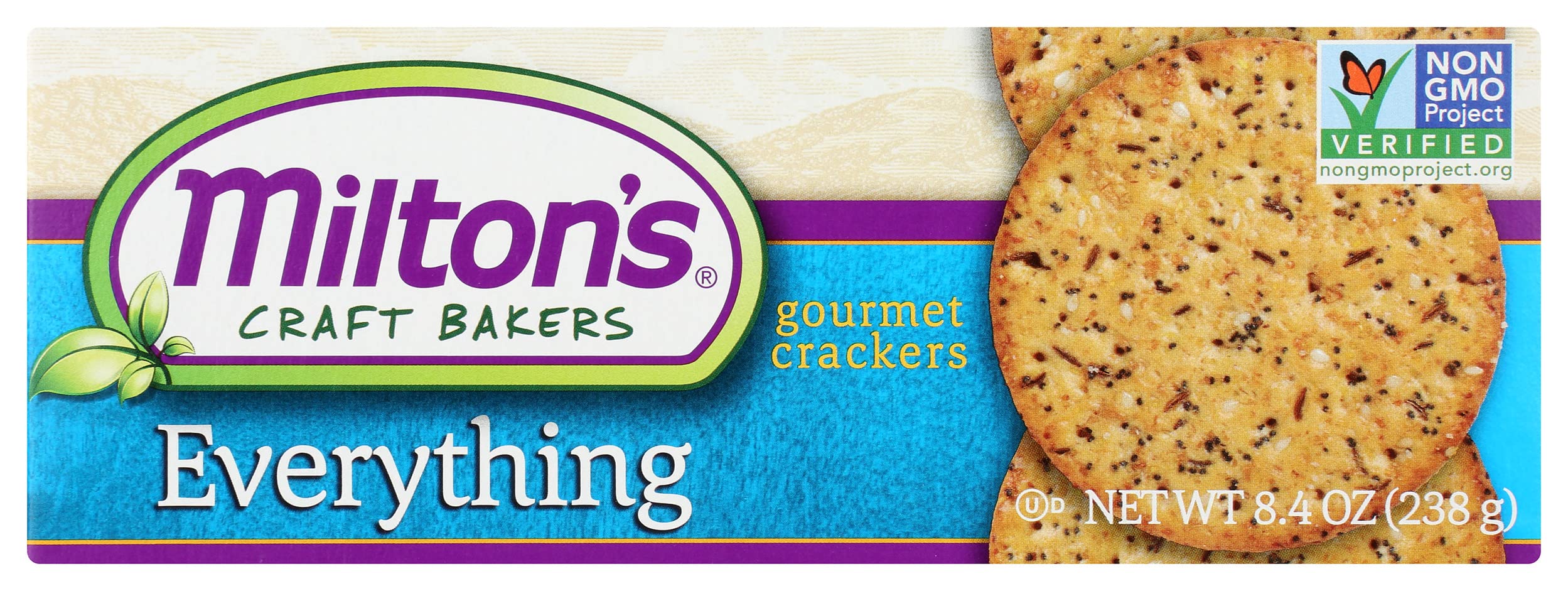 Milton's Everything Baked Crackers - Gluten Free, Non-GMO, Vegan Snacks - 8.4 Oz (Pack of 8) - Perfect for School Lunches, Party Platters & Healthy On-the-Go Snacking