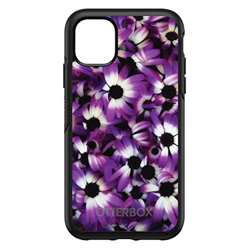 Purple White Black Flowers On Black Case
