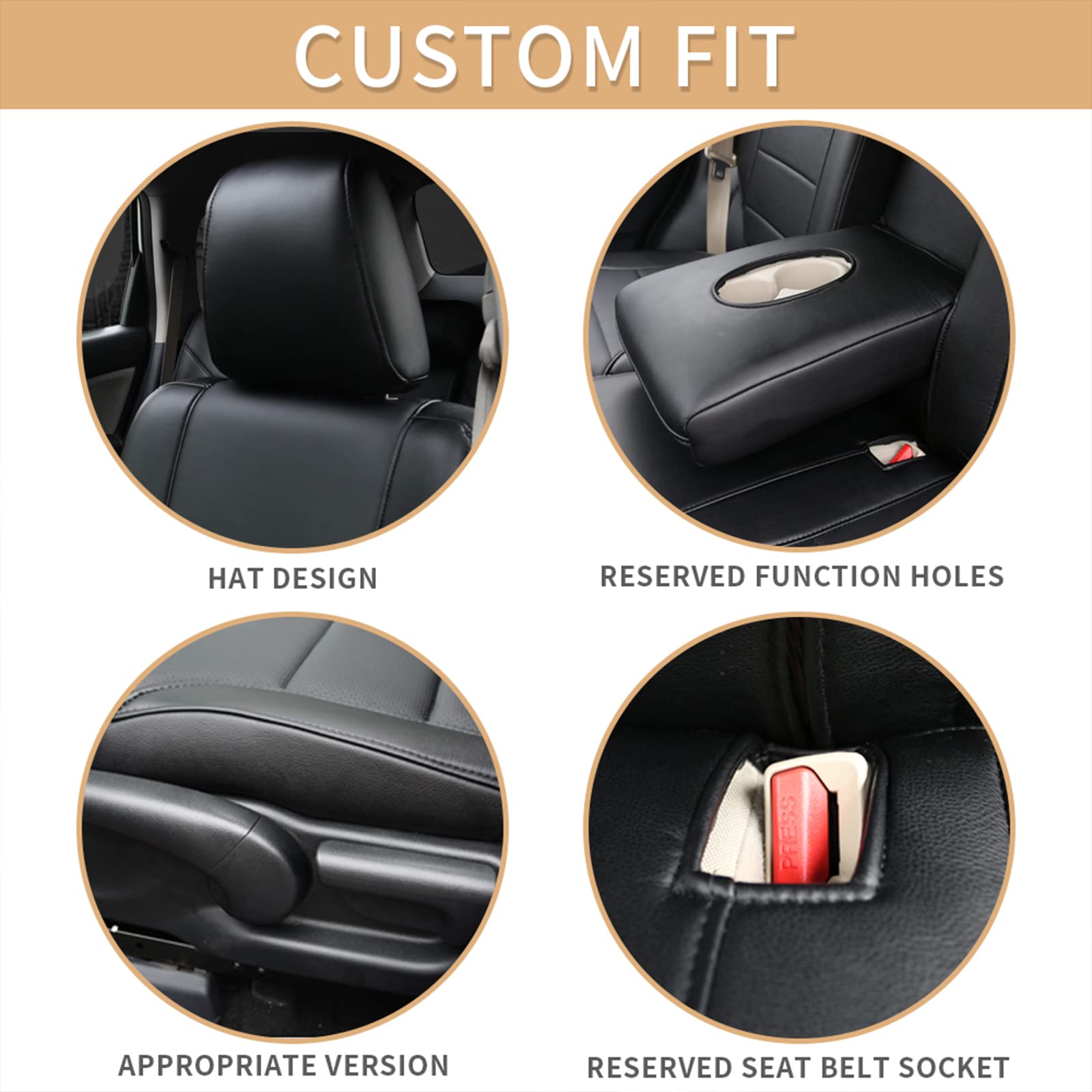 Premium Black Car Seat Covers Full Set for Honda CRV 2015-2016 Models | Waterproof & Durable CR-V Seat Protectors | Perfect for Daily Commute, Road Trips & Pet Protection