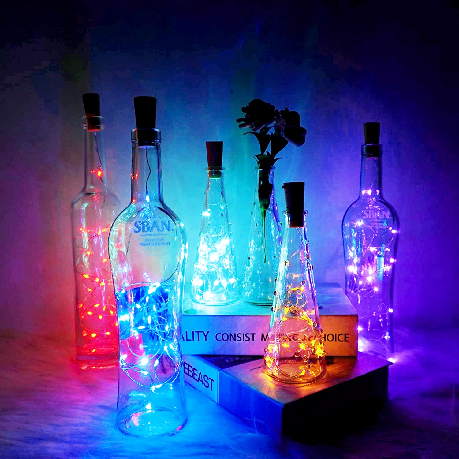 SmilingTown 15-Pack Wine Bottle Cork Lights - 10 LED 40-Inch Battery Operated Silver Wire Fairy String Lights for Party, Christmas, Halloween & Wedding Decorations - Perfect for Home Bars, Restaurants, and Outdoor Entertaining