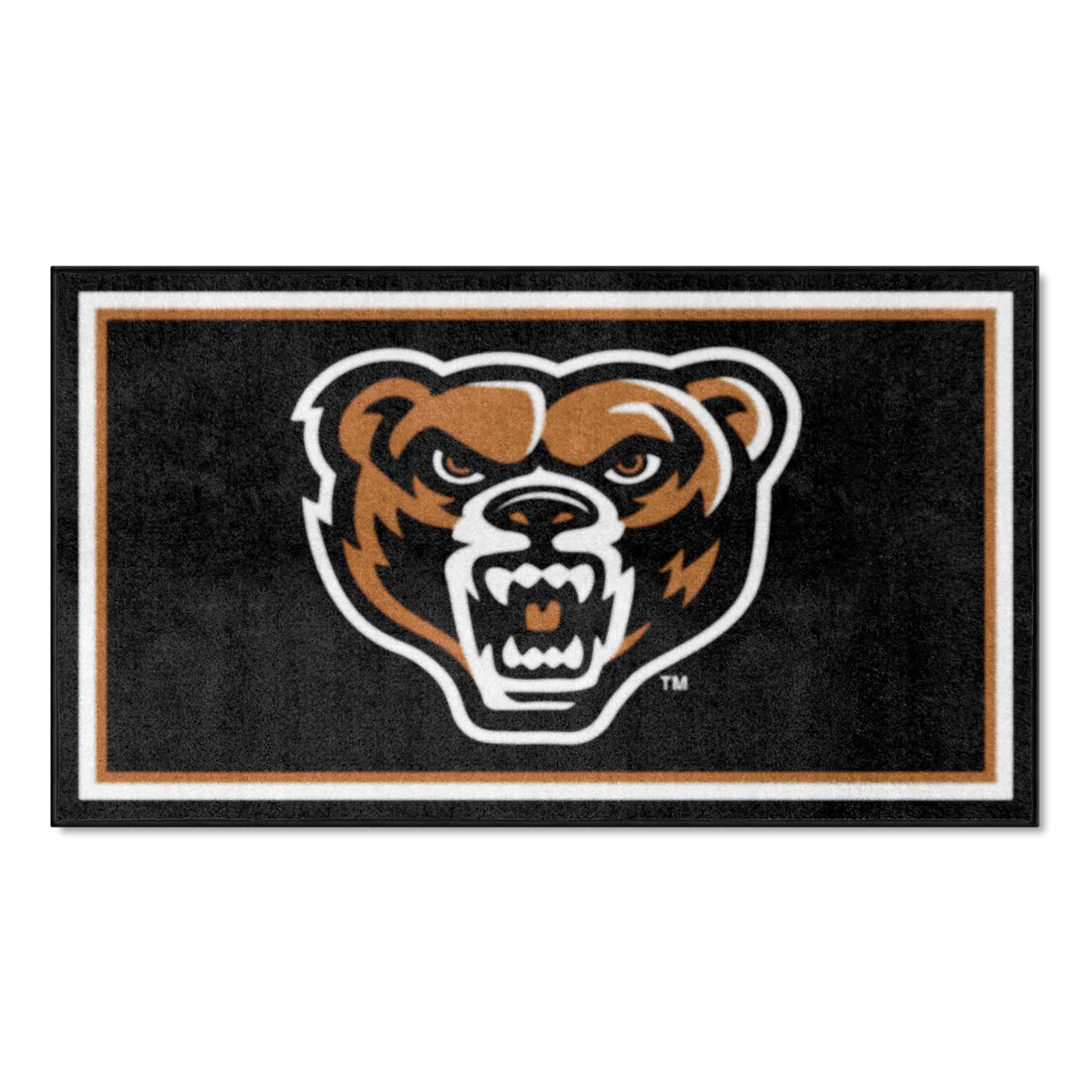FANMATS 26964 NCAA Oakland Golden Grizzlies 3ft x 5ft Plush Area Rug - Soft Sports Fan Rug for Game Room, Dorm Decor & Tailgating | College Team Pride Carpet for Home & Outdoor Use