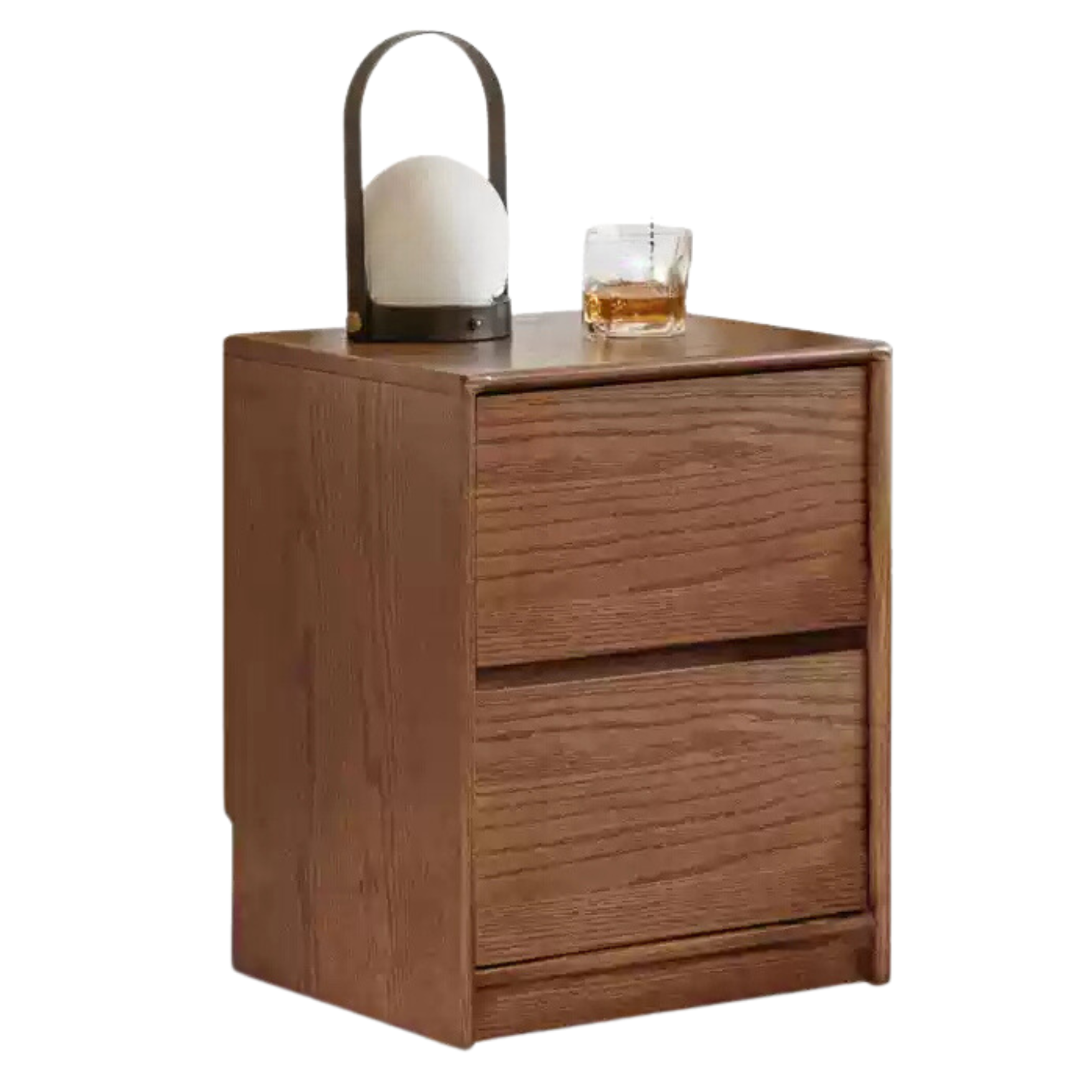 Solid Oak Wood Nightstand with 2 Drawers - Bedroom Side Table for Bedside Storage & Organization
