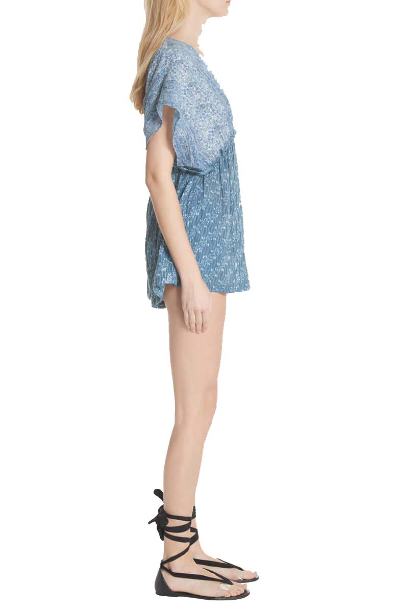 Free People Arizona Printed Plunging Romper - Blue XS | Boho Chic Summer Outfit for Beach, Music Festivals & Vacations