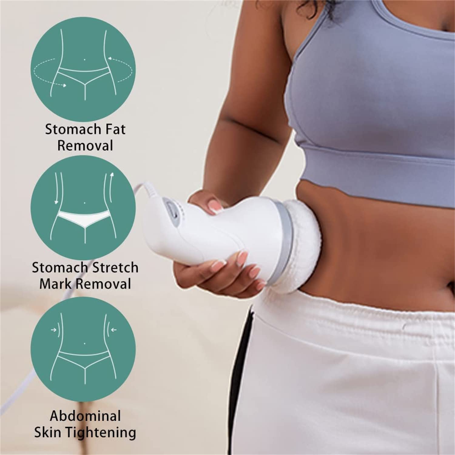 Electric Deep Tissue Massager - Handheld Body Sculpting & Skin Tightening Machine for Cellulite Reduction with 3 Washable Pads - Slimming Massager for Neck, Shoulders, Arms & Legs - Perfect for Home Spa & Post-Workout Recovery