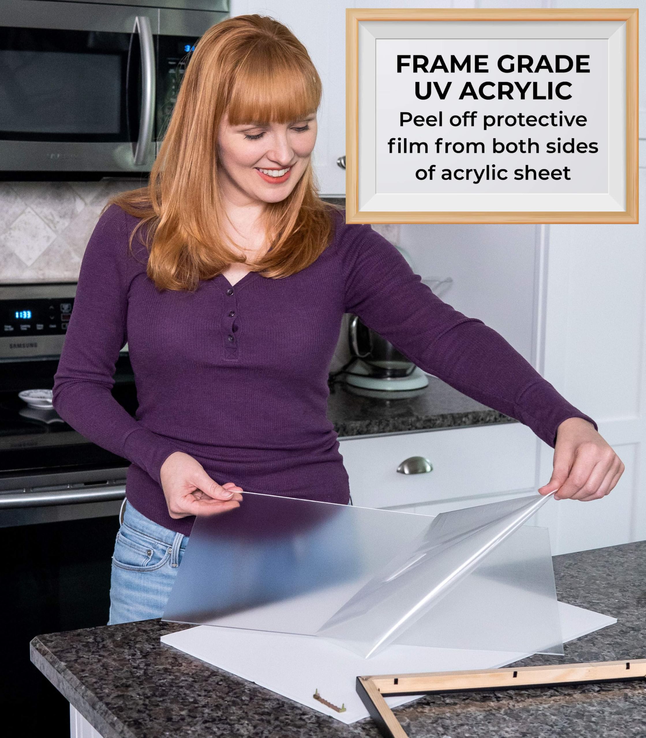 19.25x28 Jigsaw Puzzle Frame Kit with Puzzle Glue Sheets, Brown Wood Frame & Black Mat - UV Acrylic, Backing & Hanging Hardware Included - Perfect for Displaying Completed Puzzles in Living Rooms, Offices or Gifts