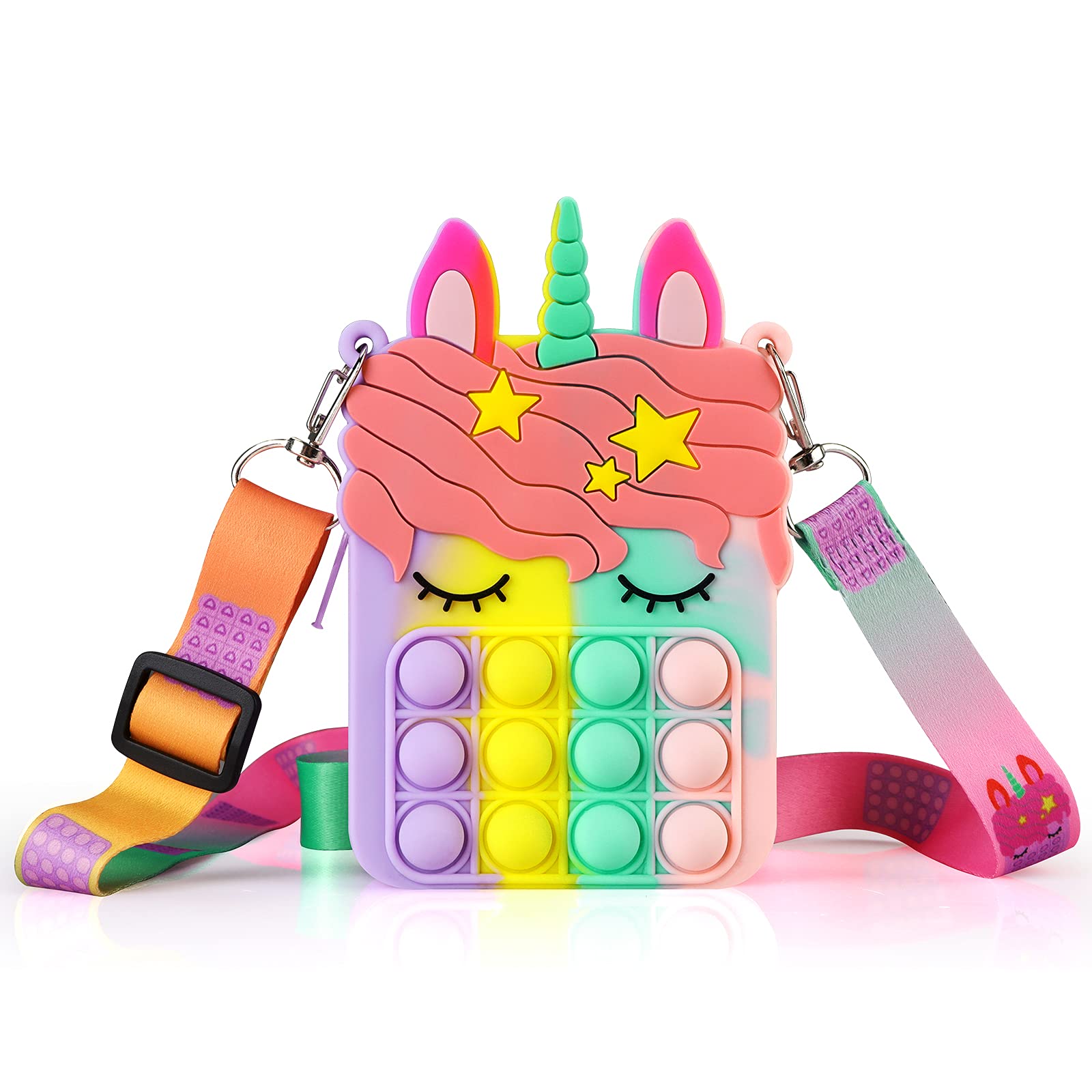 ATESSON Unicorn Pop Fidget Purse for Girls Ages 4-12 - Small Shoulder Bag Toy for ADHD & Anxiety Relief - Perfect Birthday Gift & Sensory Play Accessory for School, Travel & Playdates