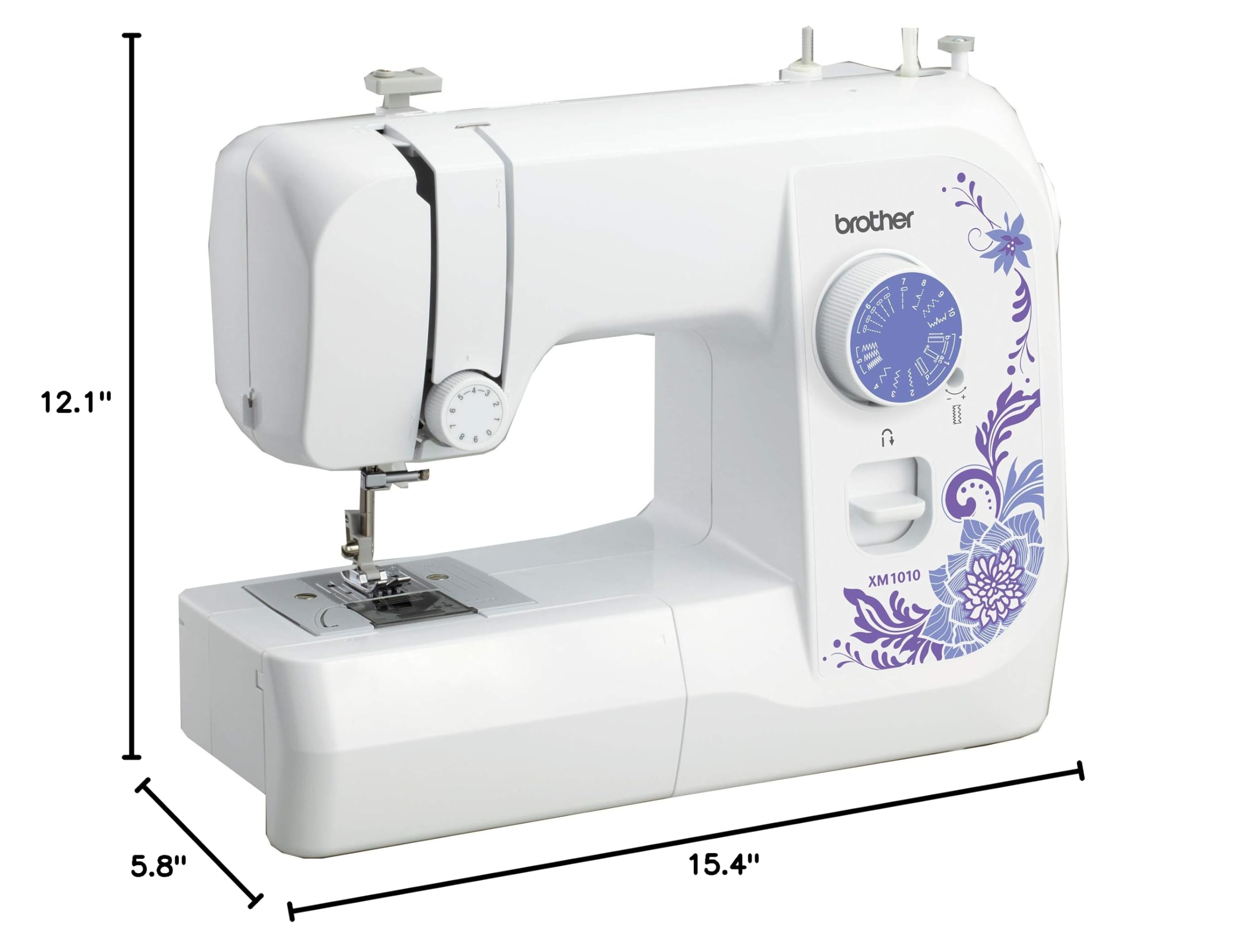 Brother XM1010 Sewing Machine with 10 Built-in Stitches & 4 Included Sewing Feet - Perfect for Home DIY, Quilting, Dressmaking & Craft Projects