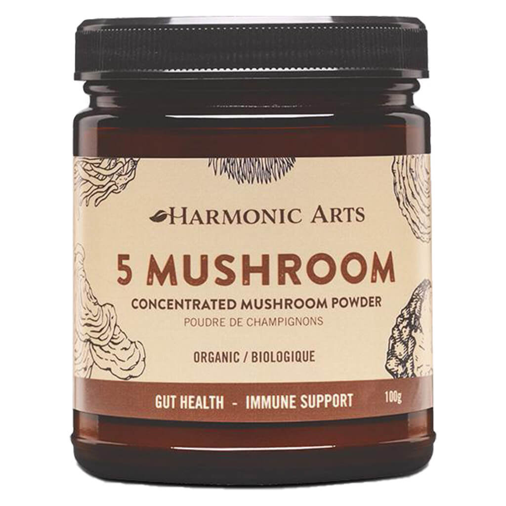 Organic 5 Mushroom Powder Blend - Reishi, Chaga, Lion's Mane, Cordyceps & Turkey Tail - Immune Support & Brain Health Supplement - Perfect for Smoothies, Coffee & Wellness Drinks