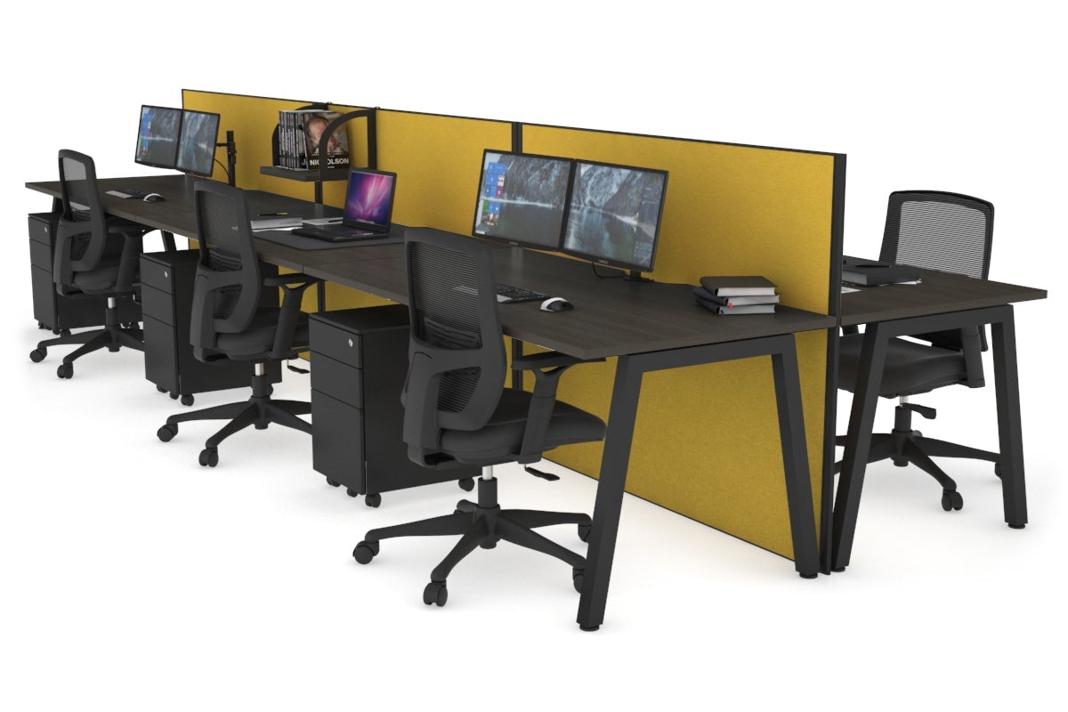 Horizon Quadro 6-Person Office Workstation Bench with A-Legs Design - 1200L x 800W Dimensions & Cable Management Scallop - Perfect for Collaborative Workspaces & Open Office Environments