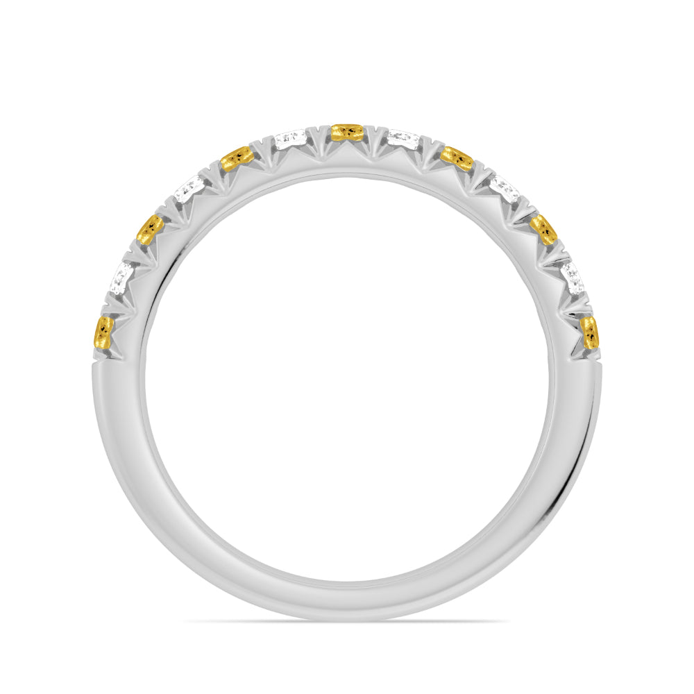 14K Gold Citrine and Diamond Wedding Band Ring for Women - Elegant Stackable Jewelry for Brides, Anniversary & Special Occasions