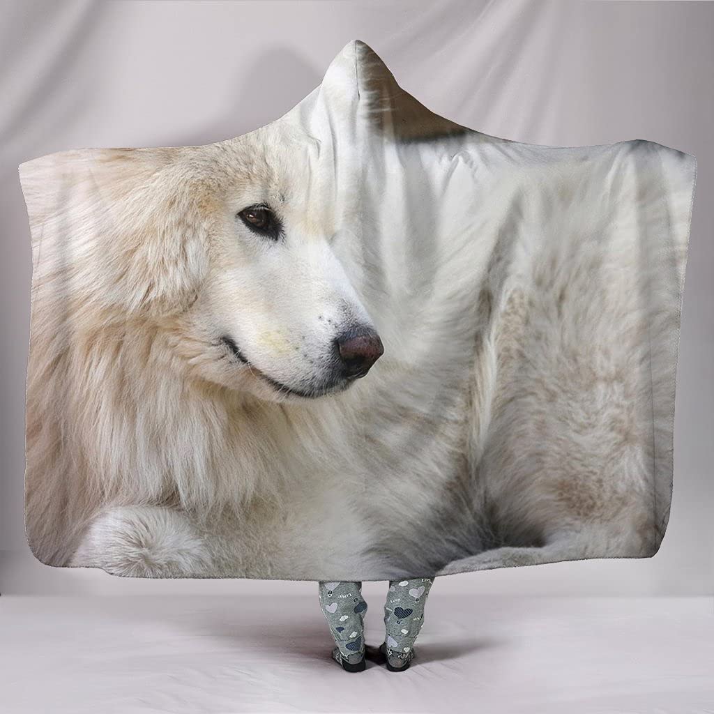 Soft & Cozy Samoyed Dog Print Hooded Blanket for Pets - Perfect for Cuddling, Lounging & Cold Weather Comfort