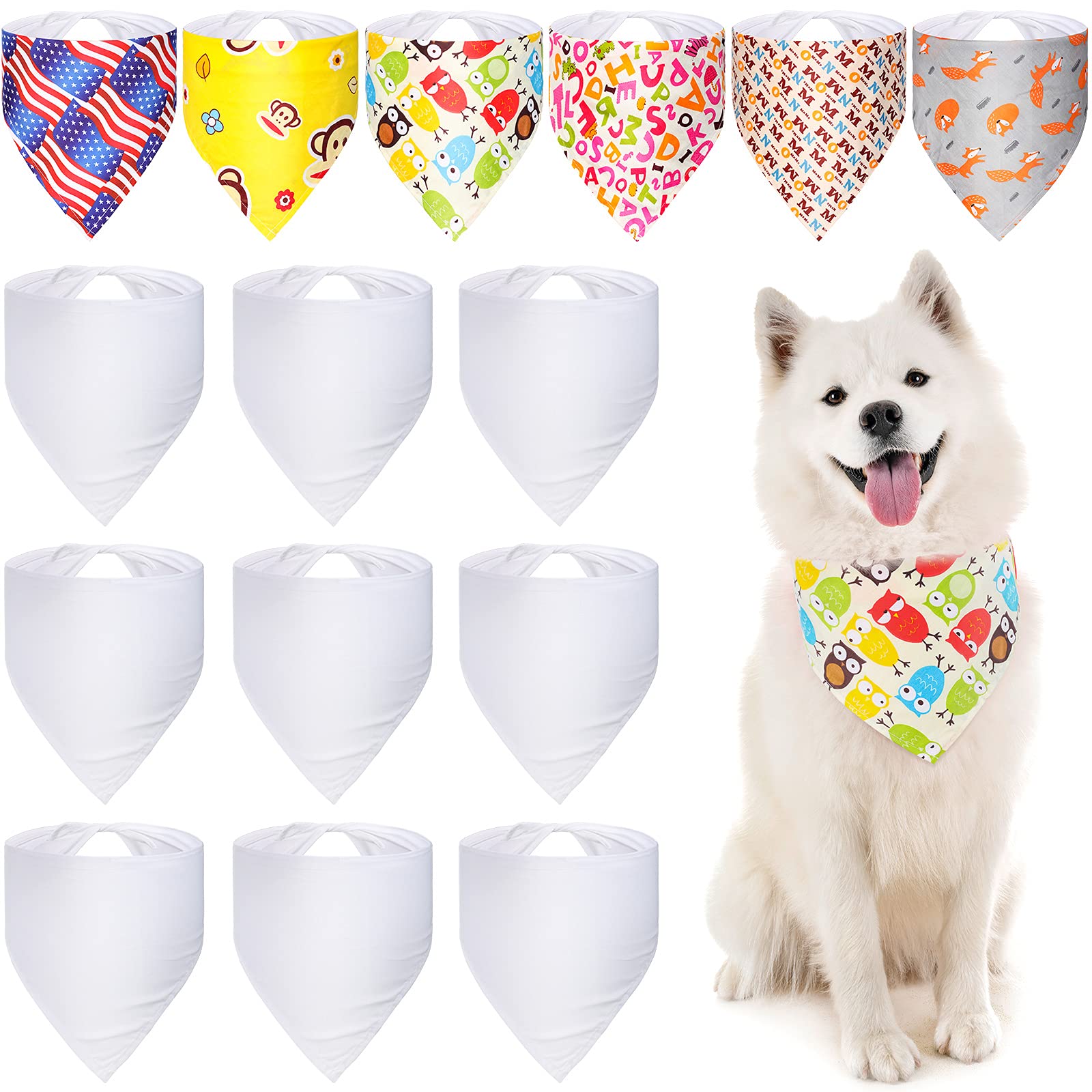 15-Piece Sublimation Pet Bandanas - Washable DIY Triangle Dog Scarves & Bibs for Heat Transfer - Customizable Pet Kerchiefs for Dogs, Puppies & Cats - Perfect for Grooming, Pet Parties & Photo Shoots