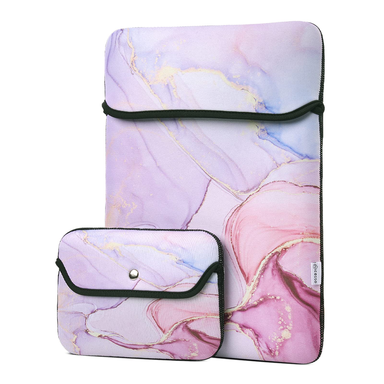 Premium Waterproof Neoprene Laptop Sleeve for MacBook Air/Pro 13 inch - Shock Resistant Protective Case with Glitter Marble Design & Small Accessory Pouch - Perfect for Travel, Office, and School Use