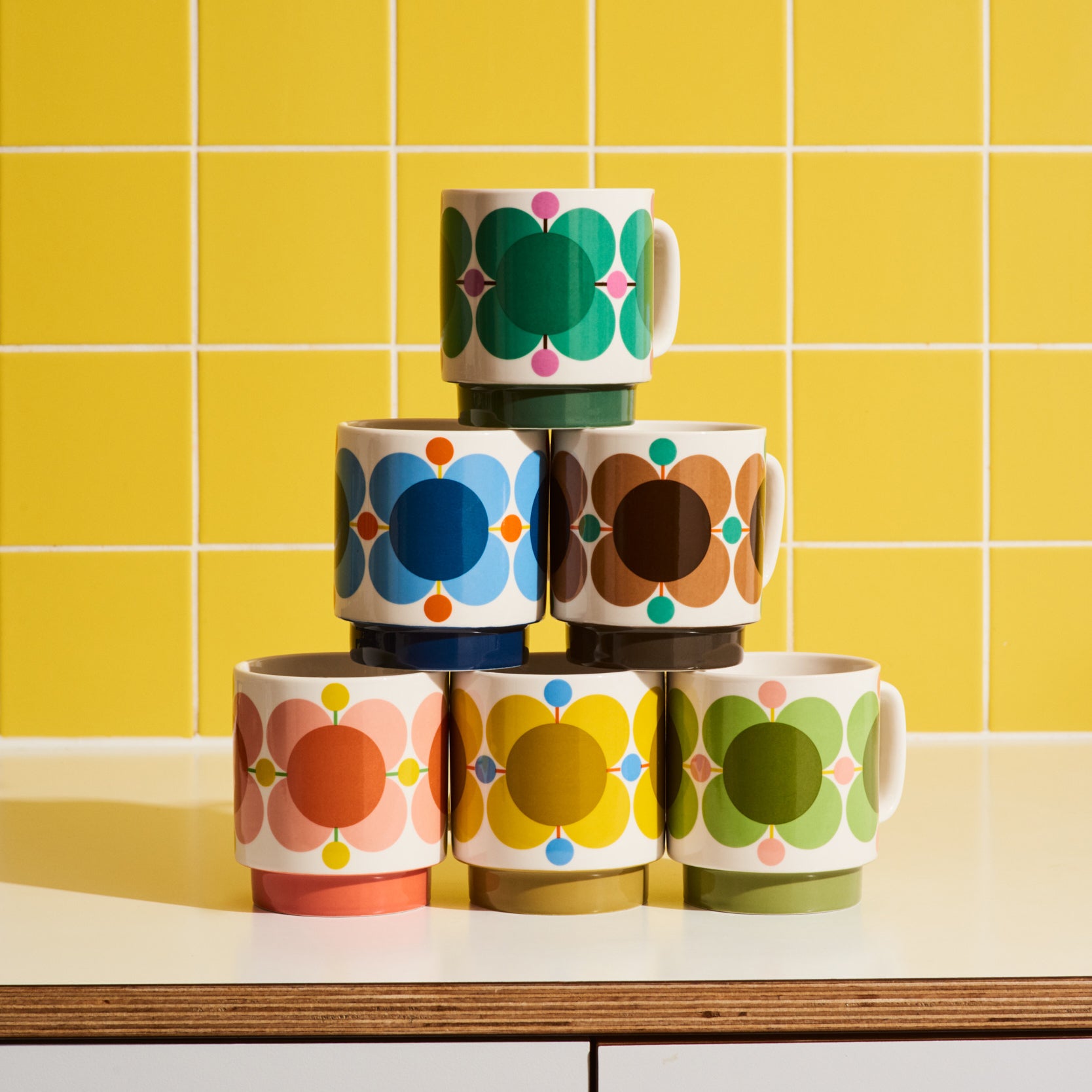 2-Pack Large Coffee Mugs with Atomic Flower Bubblegum & Basil Design - Perfect for Home, Office, or Gift Giving